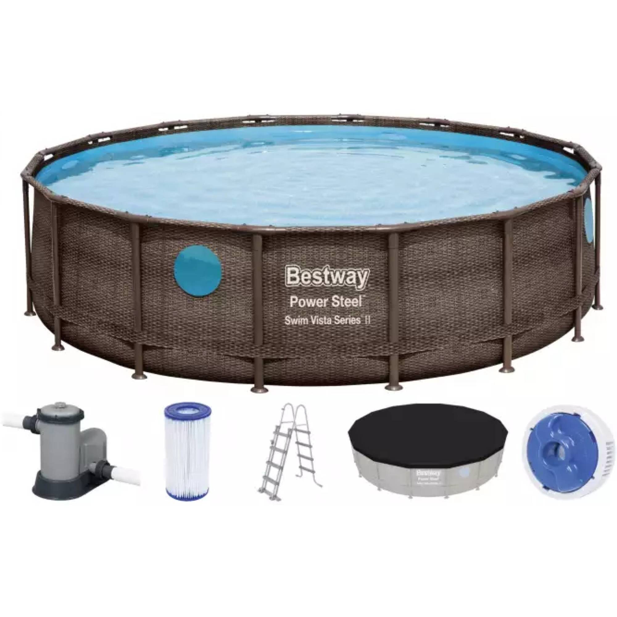 BESTWAY Framepool Bestway Power Steel Swim Vista Series Frame Pool K (Komplett-Set), Sicherheitsleiter