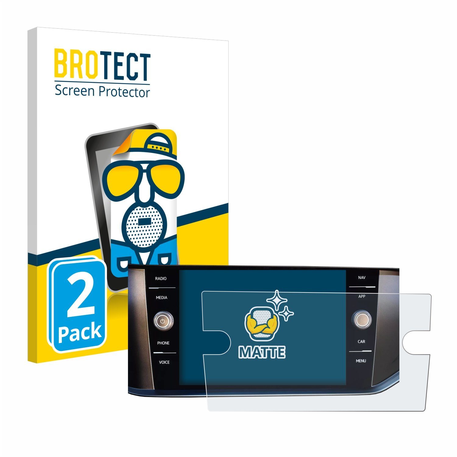 BROTECT Displayschutzfolie Schutzfolie für Volkswagen T-Cross 2022 Discover Media 8", 2 Stück, Displayschutz Schutz Folie Matt Entspiegelungsfolie