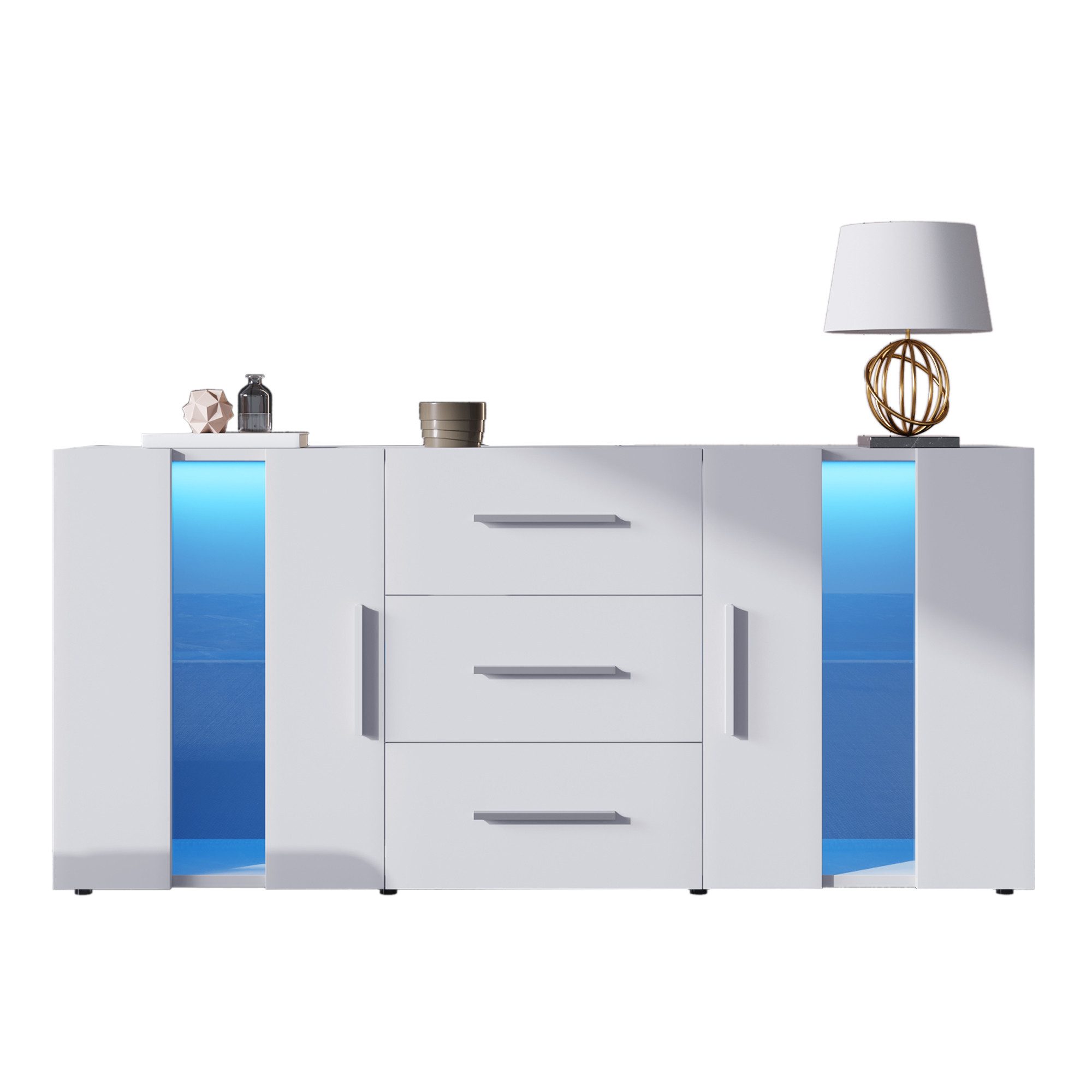 Merax Sideboard mit LED-Beleuchtung inkl. Fernbedienung, Kommode mit 2 Türe günstig online kaufen