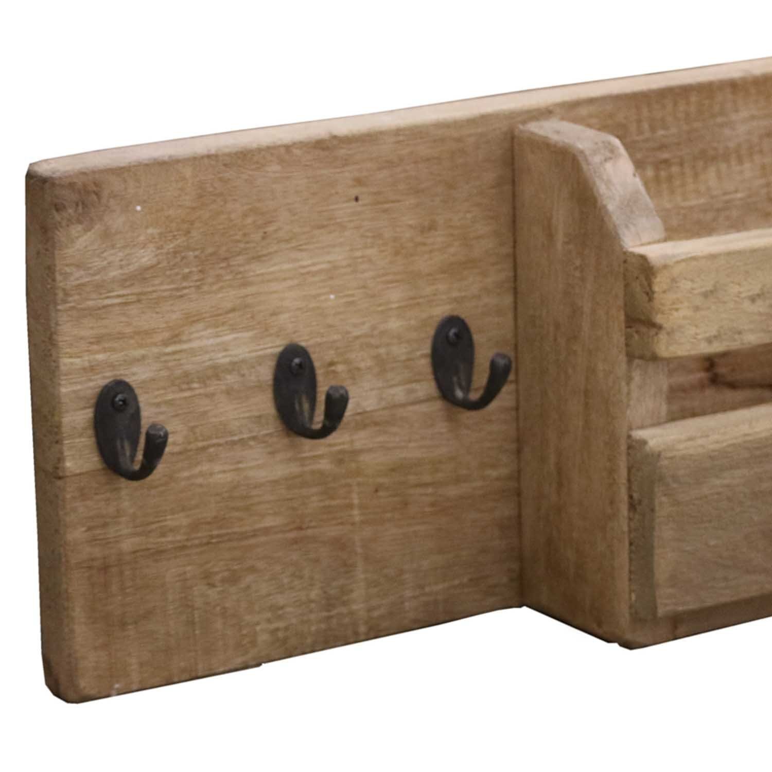 Casa Moro Wandgarderobe Vintage Schlüsselhalter Toskana mit 3 Schlüsselhaken (Wandregal, Vintage Wandgarderobe), rustikales Schlüsselbrett NUA005