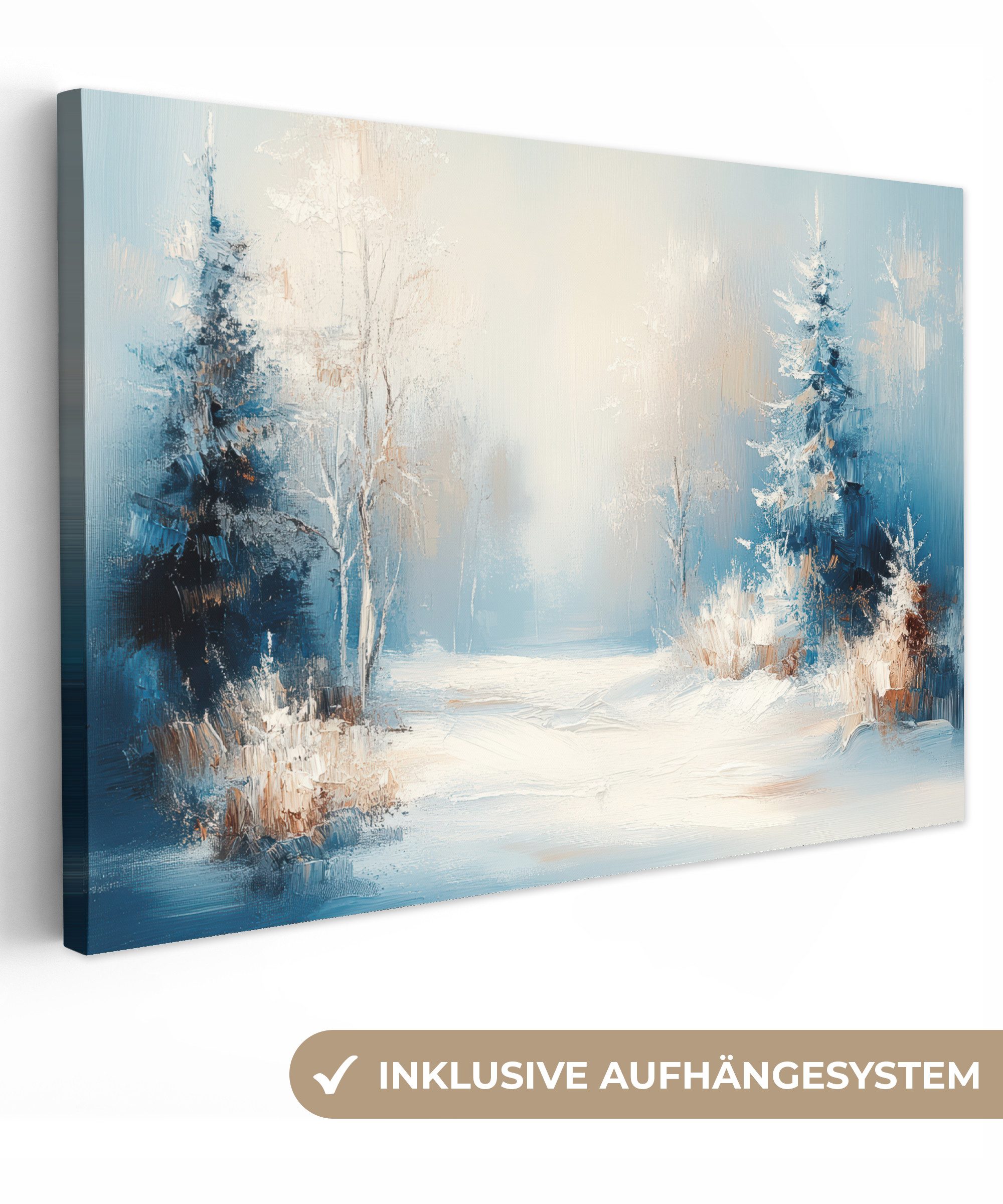 OneMillionCanvasses® Leinwandbild Wald - Winter - Natur - Abstrakt - Schnee günstig online kaufen