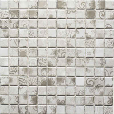 Mosani Mosaikfliesen Keramik Mosaik Retro Vintage grau Khaki Mosaikfliese Fliesenspiegel