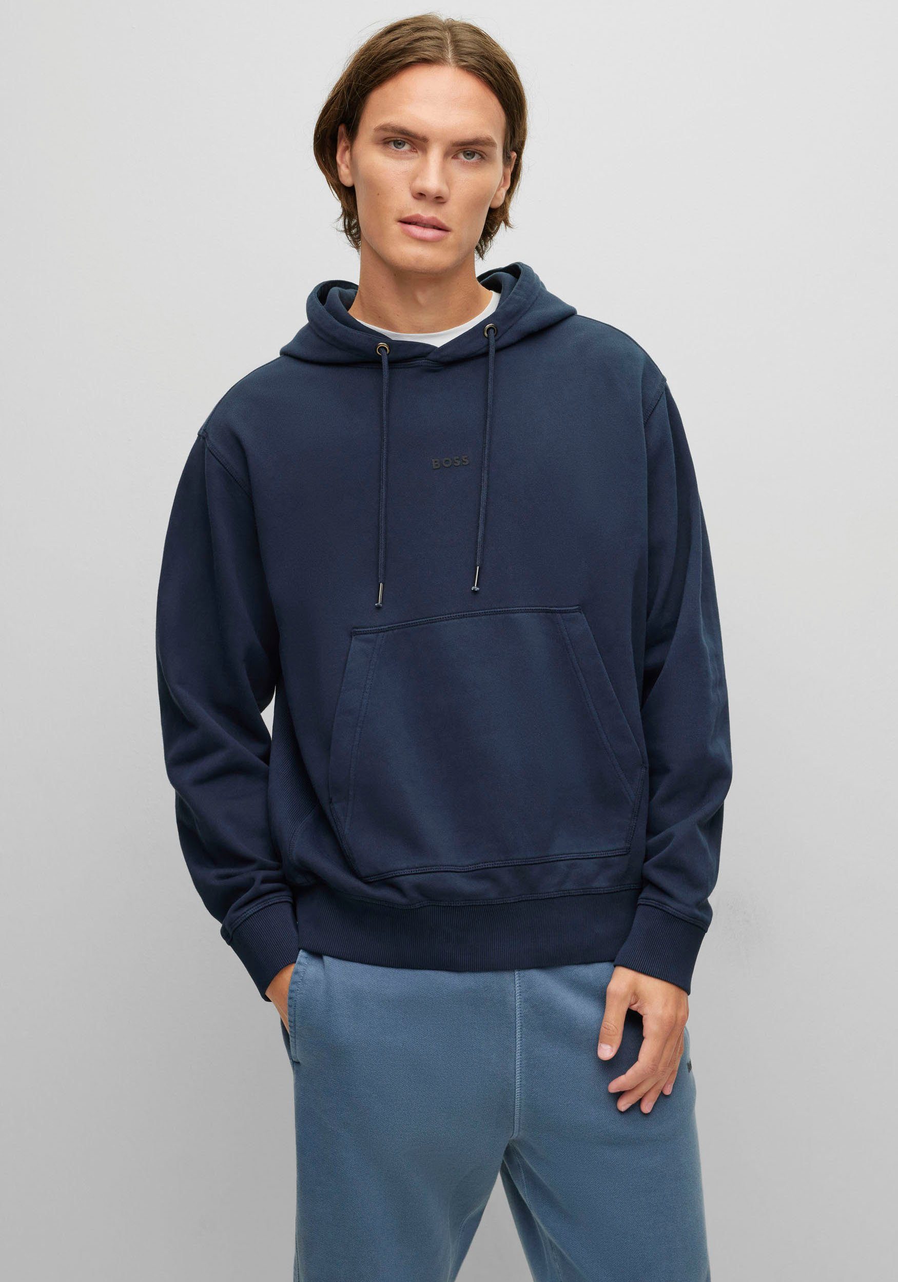 BOSS ORANGE Kapuzensweatshirt (1-tlg) mit seitlichen Rippeinsätzen dark_blue404