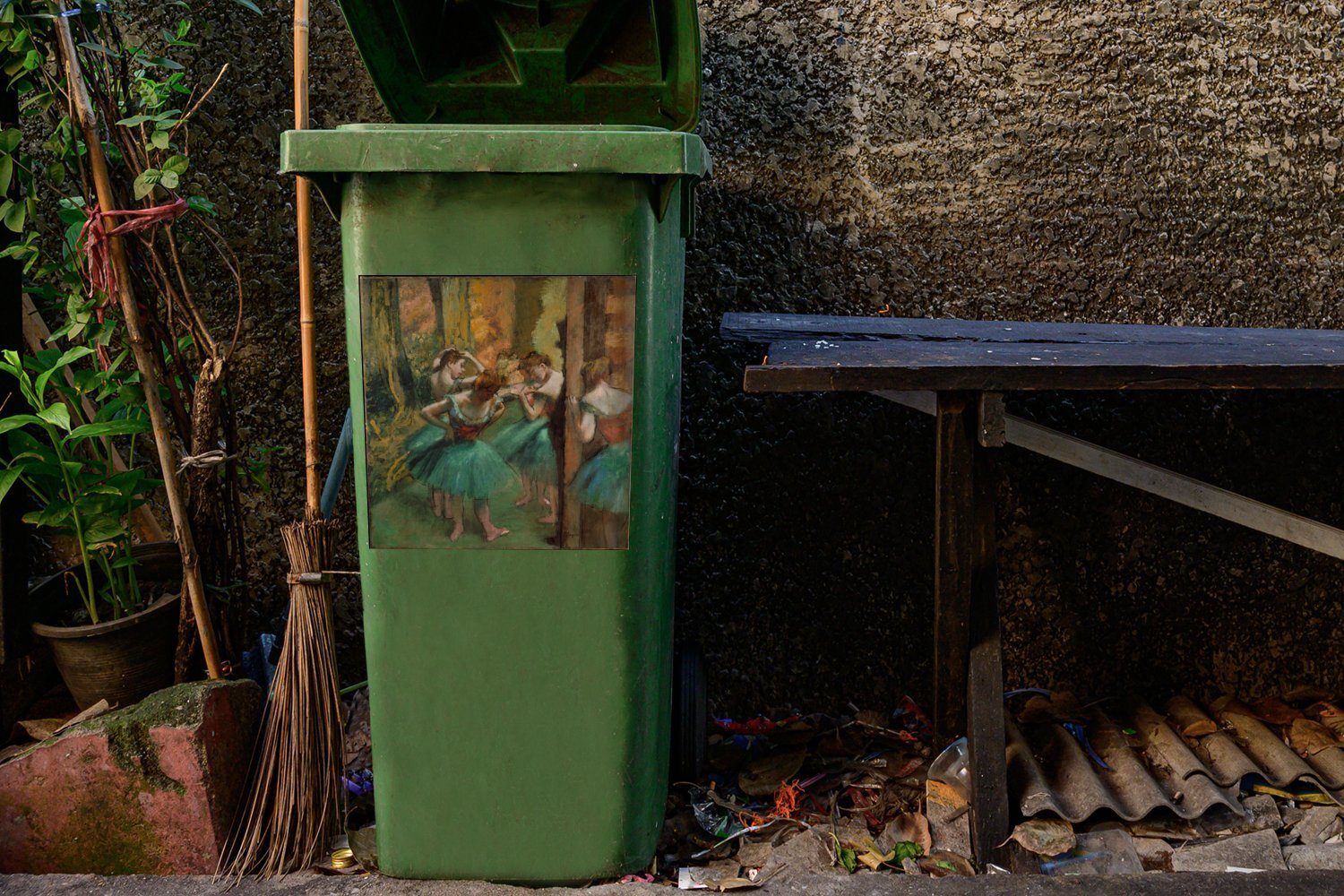 MuchoWow Wandsticker Tänzerinnen Rosa und St), Gemälde Degas Abfalbehälter Mülleimer-aufkleber, (1 Mülltonne, - Grün Sticker, Container, von Edgar
