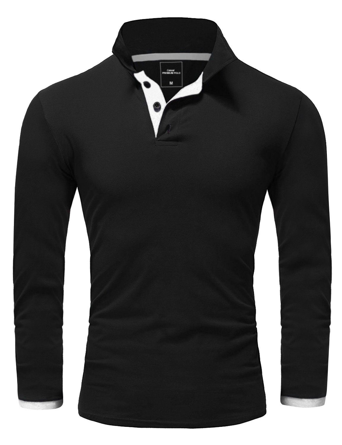 Amaci&Sons Poloshirt CHARLOTTE Langarm Kontrast Poloshirt