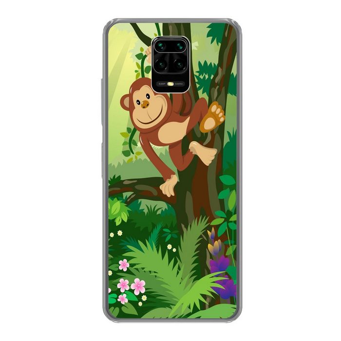 MuchoWow Handyhülle Affe - Dschungel - Jungen - Mädchen - Blumen - Kinder Phone Case Handyhülle Xiaomi Redmi Note 10 Lite Silikon Schutzhülle