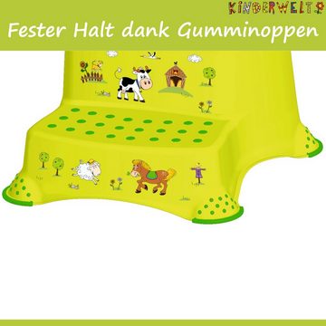 KiNDERWELT Tritthocker 3er Z Funny Farm grün WC- Aufsatz + Topf + Hocker (3er Set)