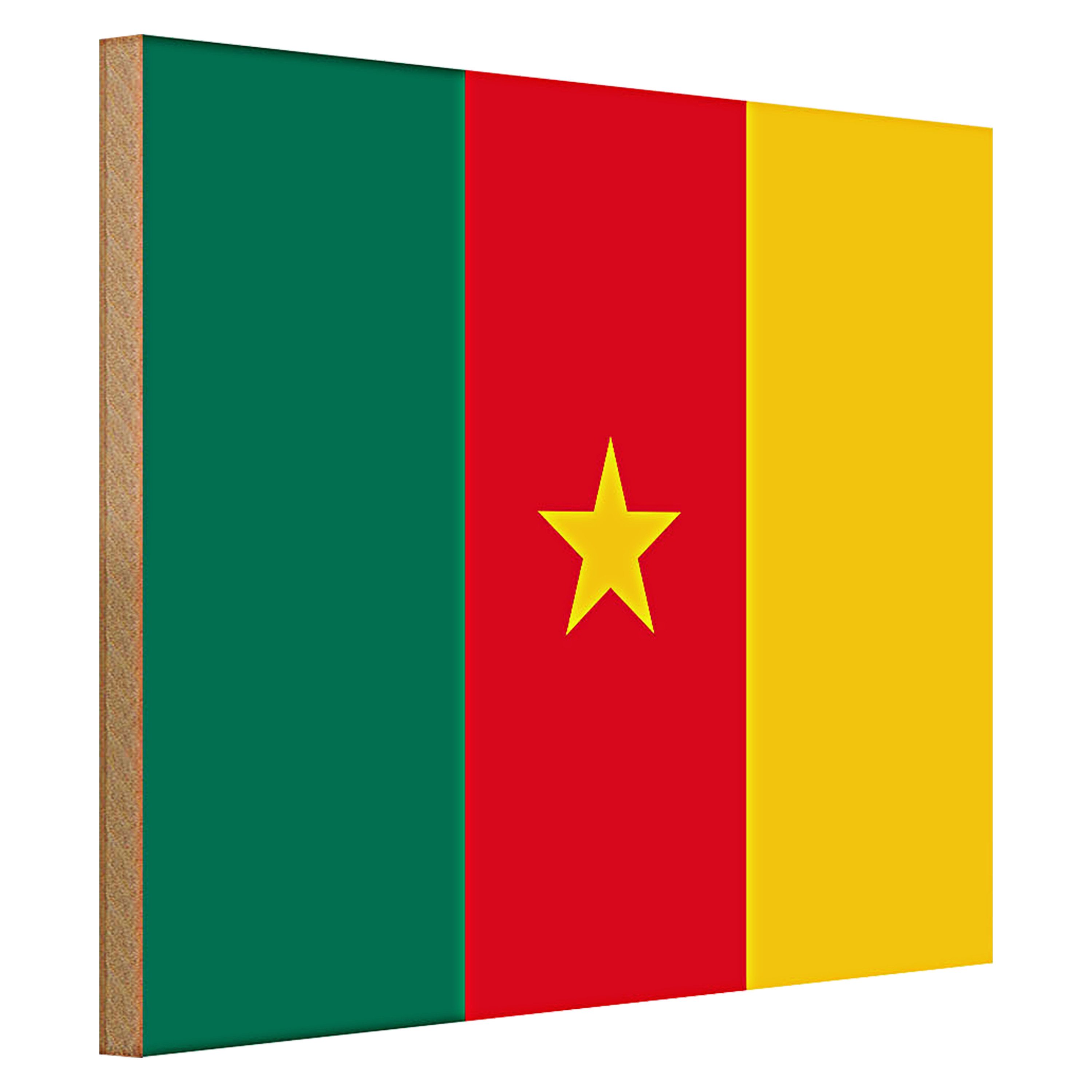 Roomando Holzbild Flagge Kamerun 40x30cm Flag of Cameroon