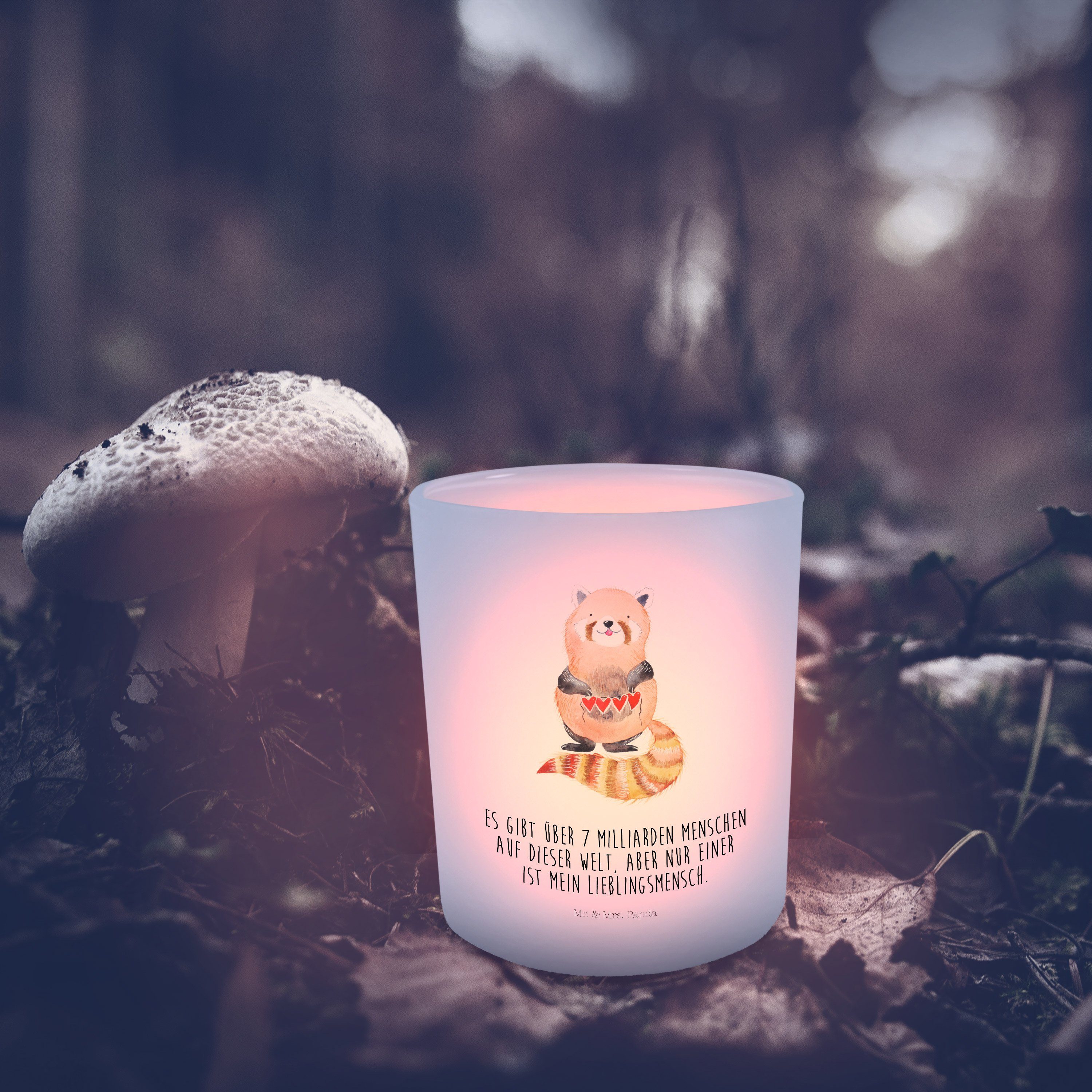 - Lieblingsmensch, Transparent Kerzenlicht, Mr. Panda - St) W (1 Roter Windlicht Geschenk, & Mrs. Panda