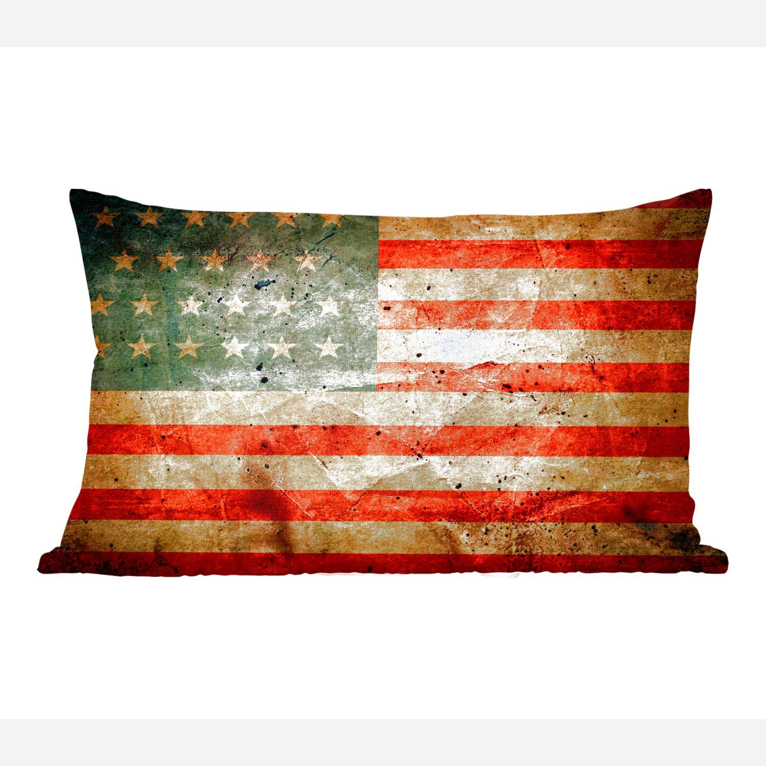 MuchoWow Dekokissen Flagge - Vintage - USA, Wohzimmer Dekoration, Zierkissen, Dekokissen mit Füllung, Schlafzimmer