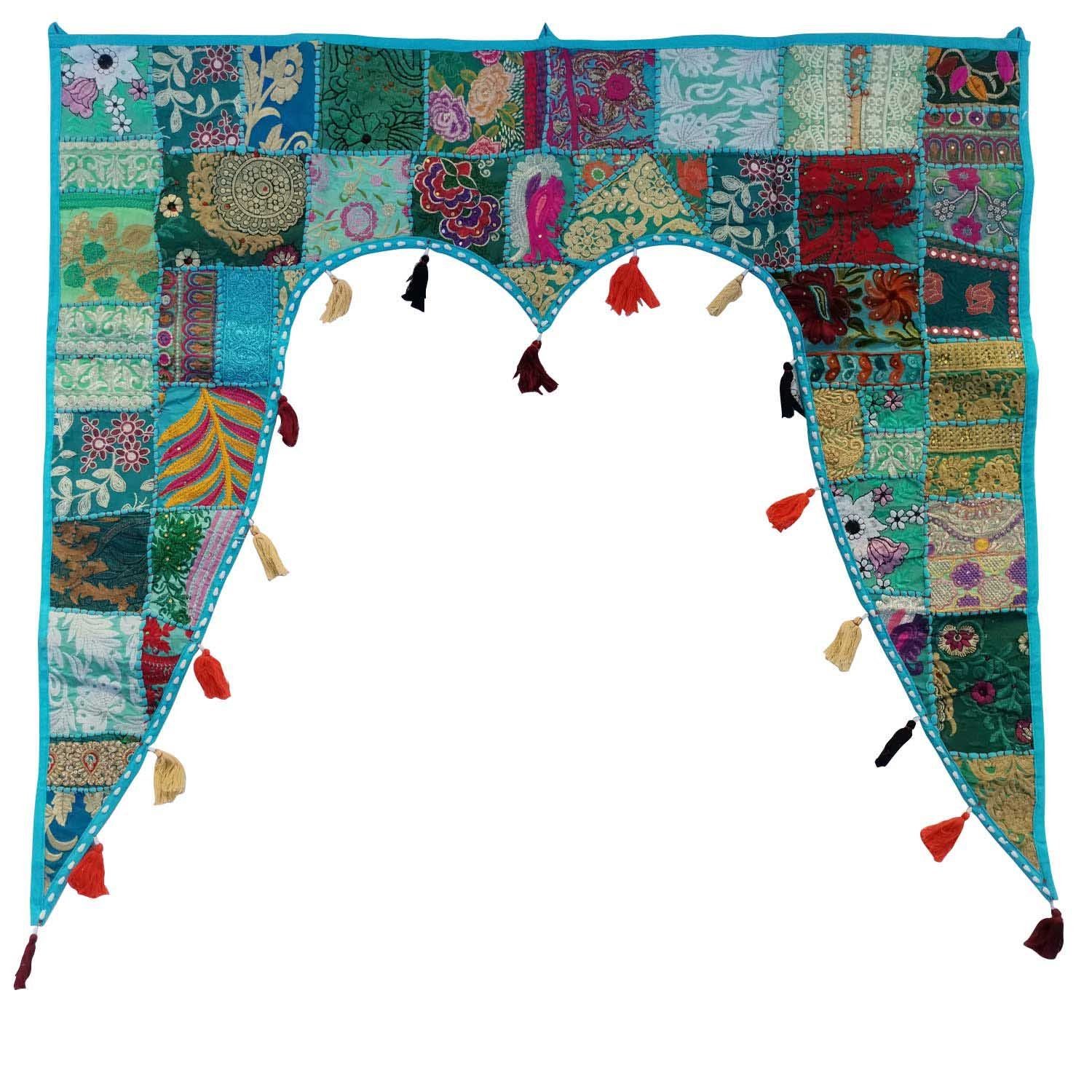 Türvorhang (1 Türvorhang Türkis Toran cm bestickt, Handmade, (BxH) Indischer Moro, blickdicht, Casa Türbehang, Orientalischer Weihnachtsdeko 110x100 St),