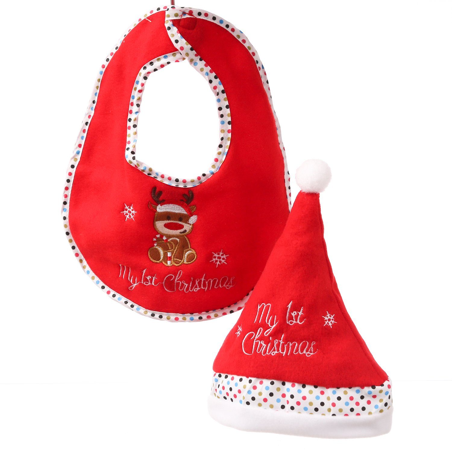 MARELIDA Lätzchen Babyset Weihnachtsmütze Lätzchen Geschenkset mein erstes Weihnachten, (1-St)