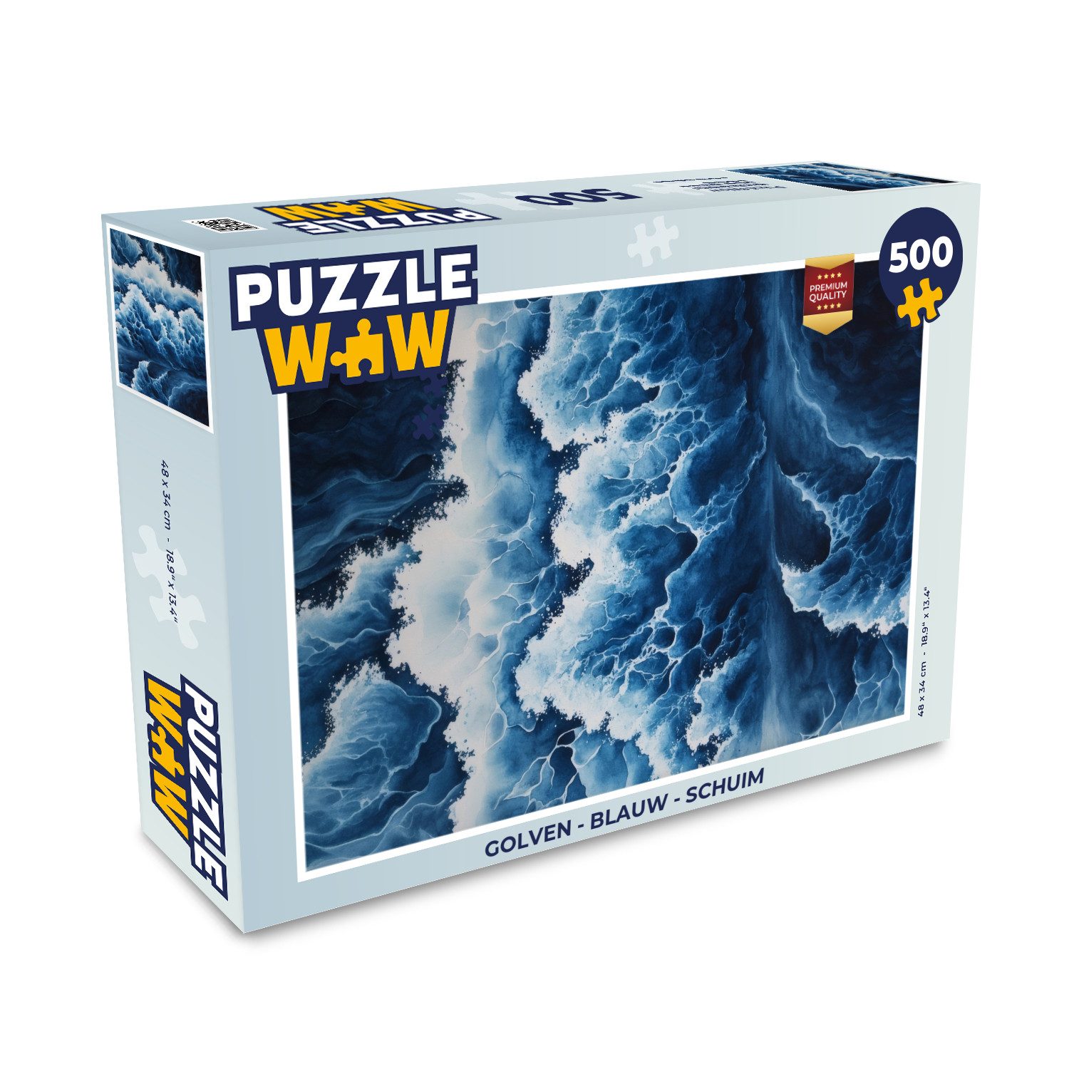 MuchoWow Puzzle Wellen - Blau - Schaumstoff, 500 Puzzleteile, Foto-Puzzle, Bilderrätsel, Puzzlespiele, Spielzeug