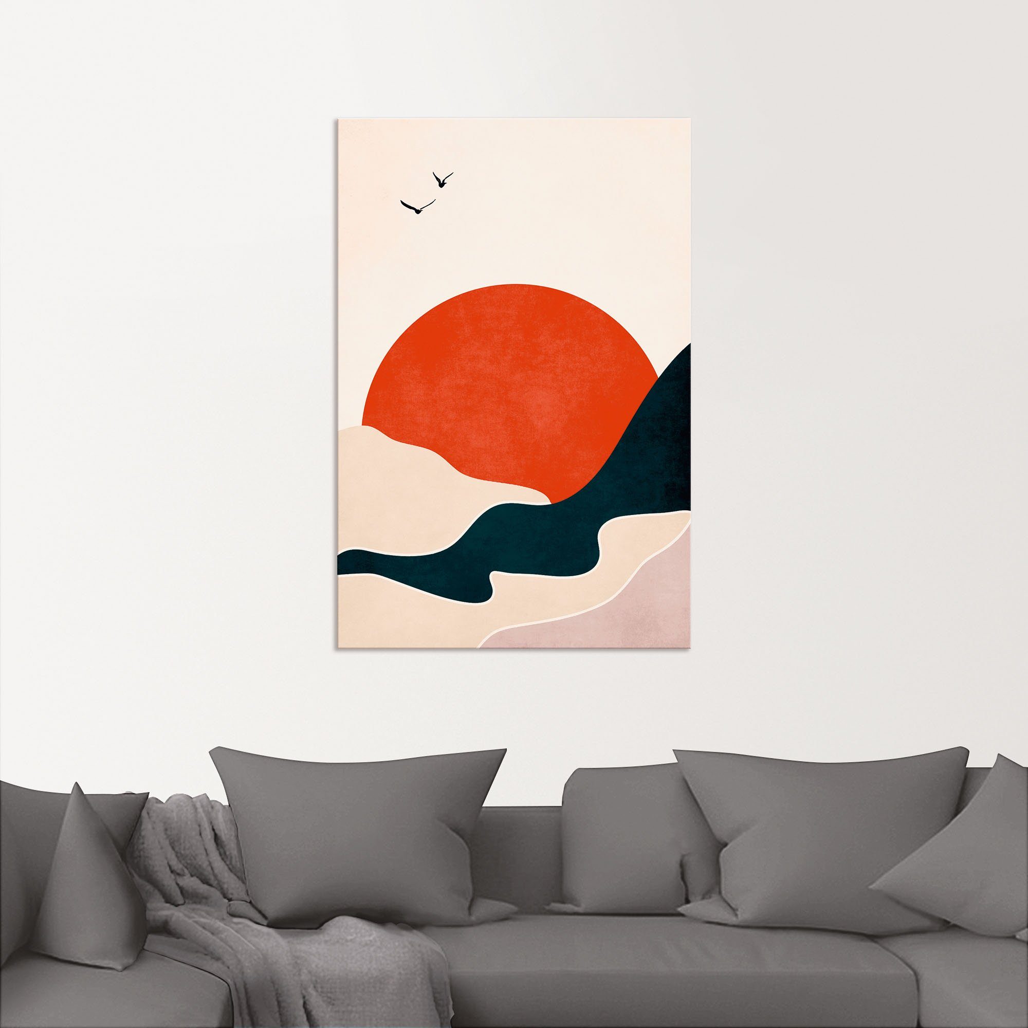 St), Wandaufkleber Wandbild Sonne, (1 Leinwandbild, Poster oder Artland versch. Ertrinkende Größen Bilder Alubild, als Meer in