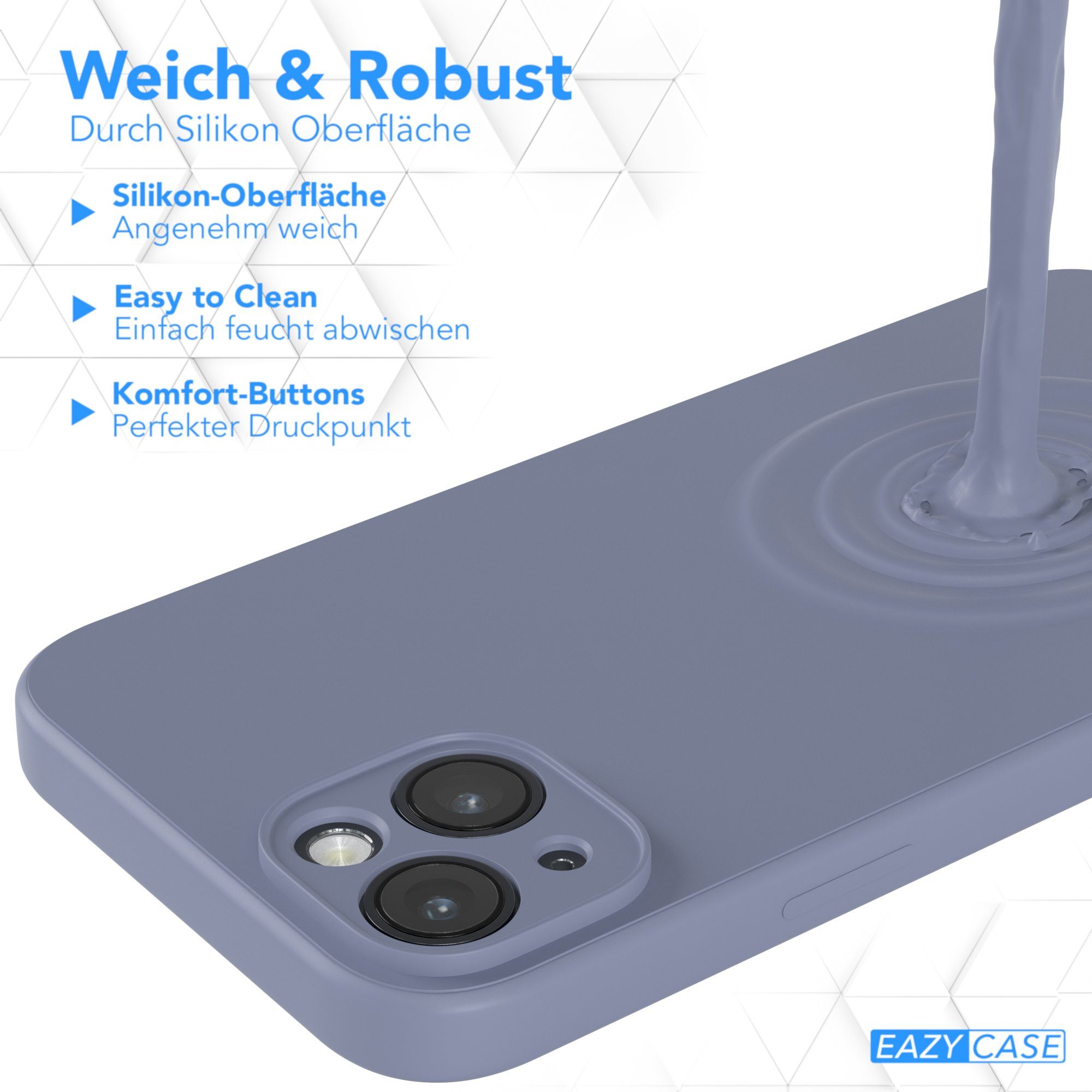 EAZY CASE Handyhülle für Apple iPhone 14 Plus Hülle Silikon 6,7 Zoll, Silikon Schutzhülle mit Kameraschutz Matt Back Cover Soft Eis Blau – Bild 5 von 5