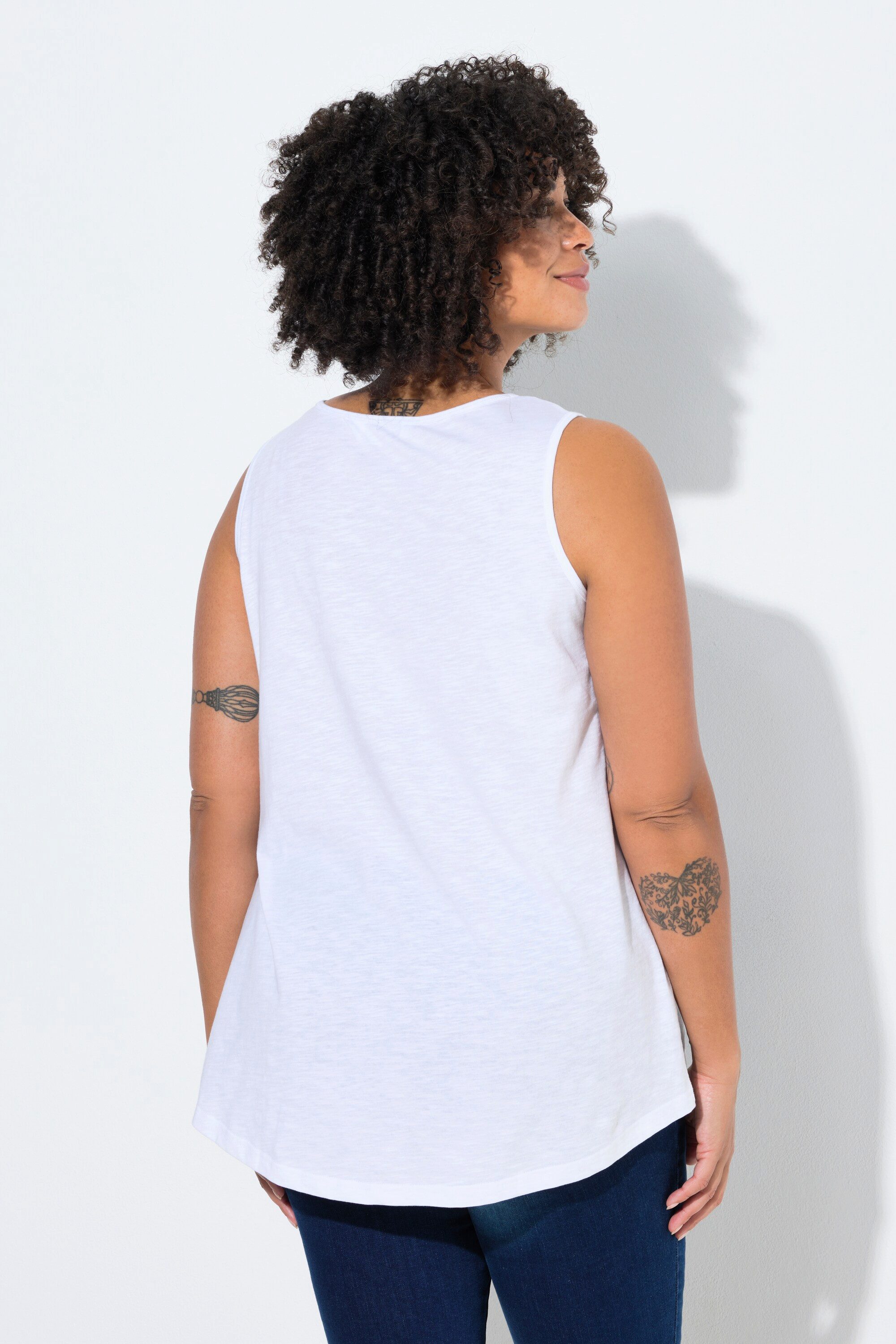 Angel of Style Longtop Jersey-Top A-Linie Flammjersey Knopfleiste