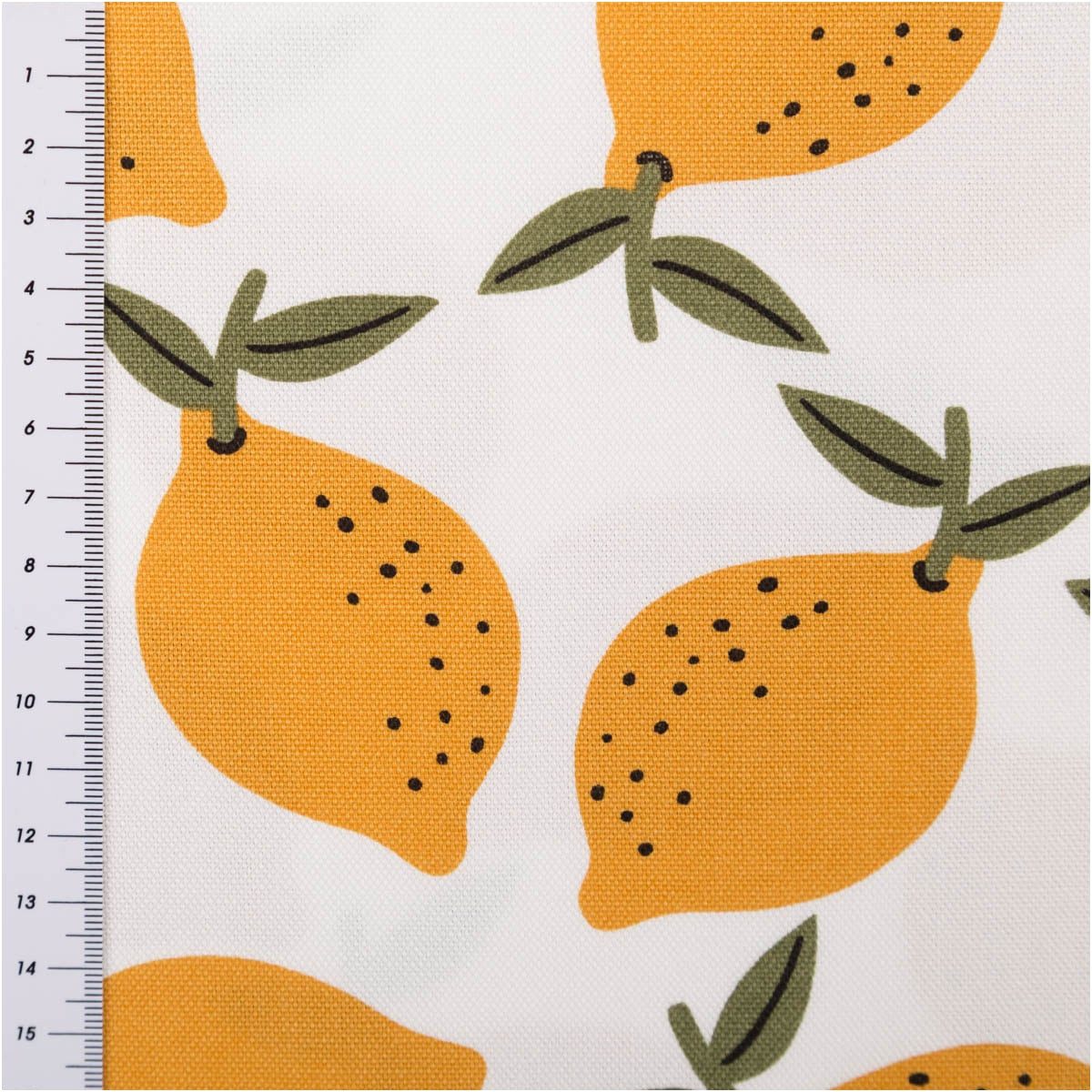 SCHÖNER LEBEN. Stoff Canvas Baumwollstoff Meterware Zitronen weiß gelb 138cm Stoffbreite, allergikergeeignet