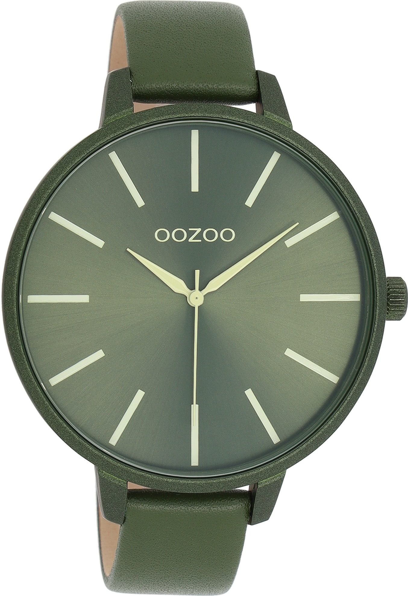 OOZOO Quarzuhr Oozoo Damen Armbanduhr OOZOO Timepieces, (Analoguhr), Damenuhr rund, extra groß (ca. 48mm) Lederarmband, Fashion-Style