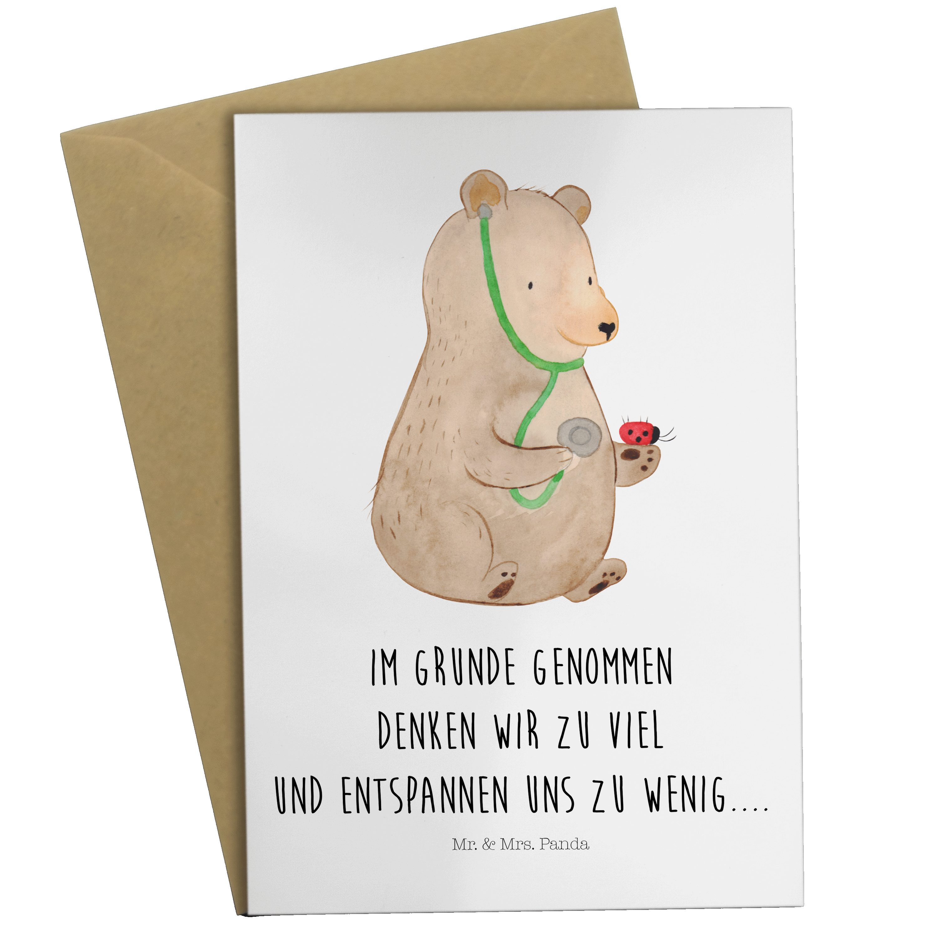 Bär Klappka Geburtstagskarte, Arzt Hochzeitskarte, Geschenk, Grußkarte & Mr. Mrs. Panda - - Weiß