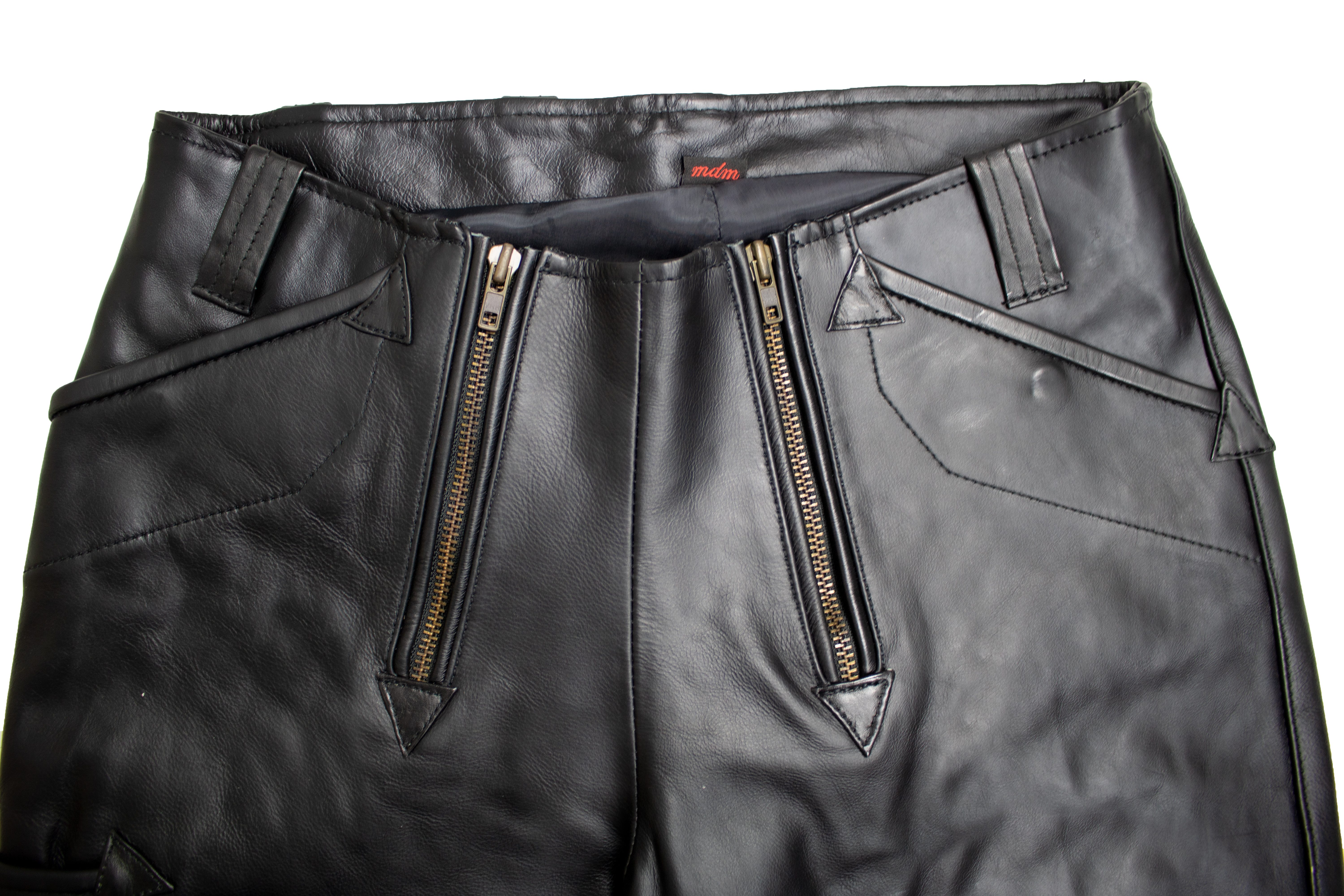 MDM Lederhose Herren Leder Zimmermannshose, Zunfthose aus Echtem Leder Schwarz – Bild 4 von 5