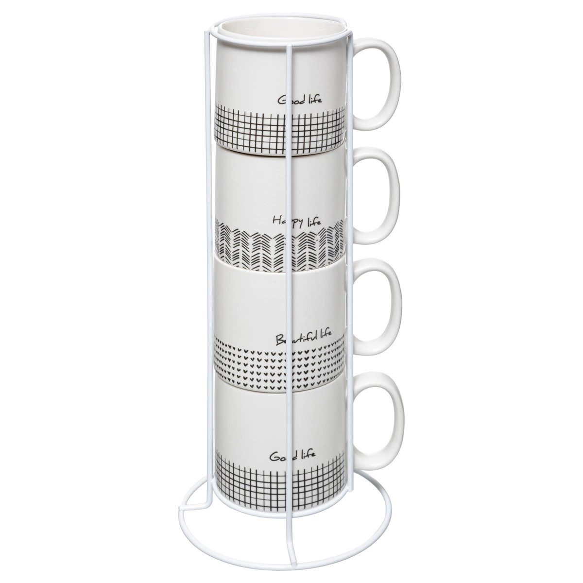 Secret de Gourmet Tasse Keramiktassen mit Ständer LIFE, 240 ml, 4er-Set, Keramik