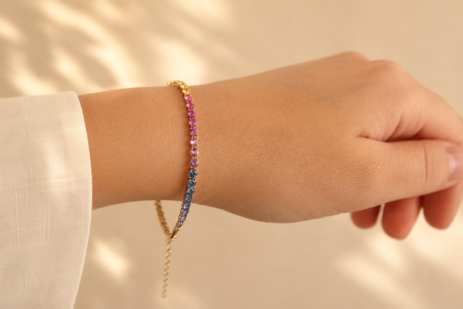 Sogni d'oro Tennisarmband "Rainbow Saphir" mit Multi Saphir