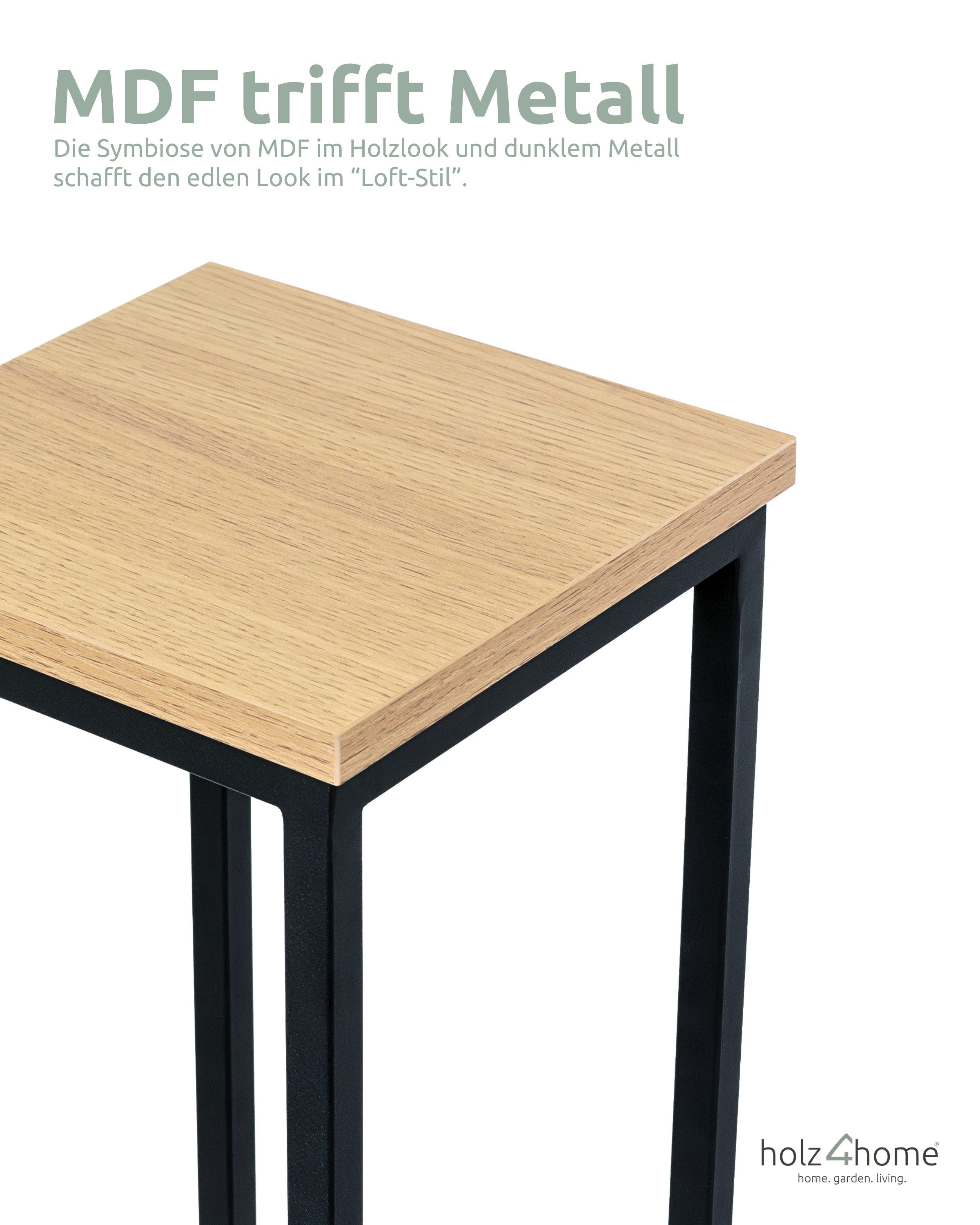 holz4home® Blumenständer Dekoständer MDF Sonoma Eiche mit Metallgestell