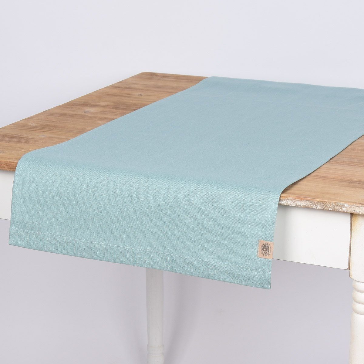 KARDELEN Tischläufer Tischläufer Erik aus 100% Leinen 1-lagig 47x150cm eisblau