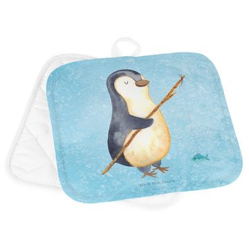 Mr. & Mrs. Panda Topflappen Pinguin Angler - Eisblau - Geschenk, Ofenhandschuh, Seevogel, Topflap, (1-tlg), Hitzebeständig