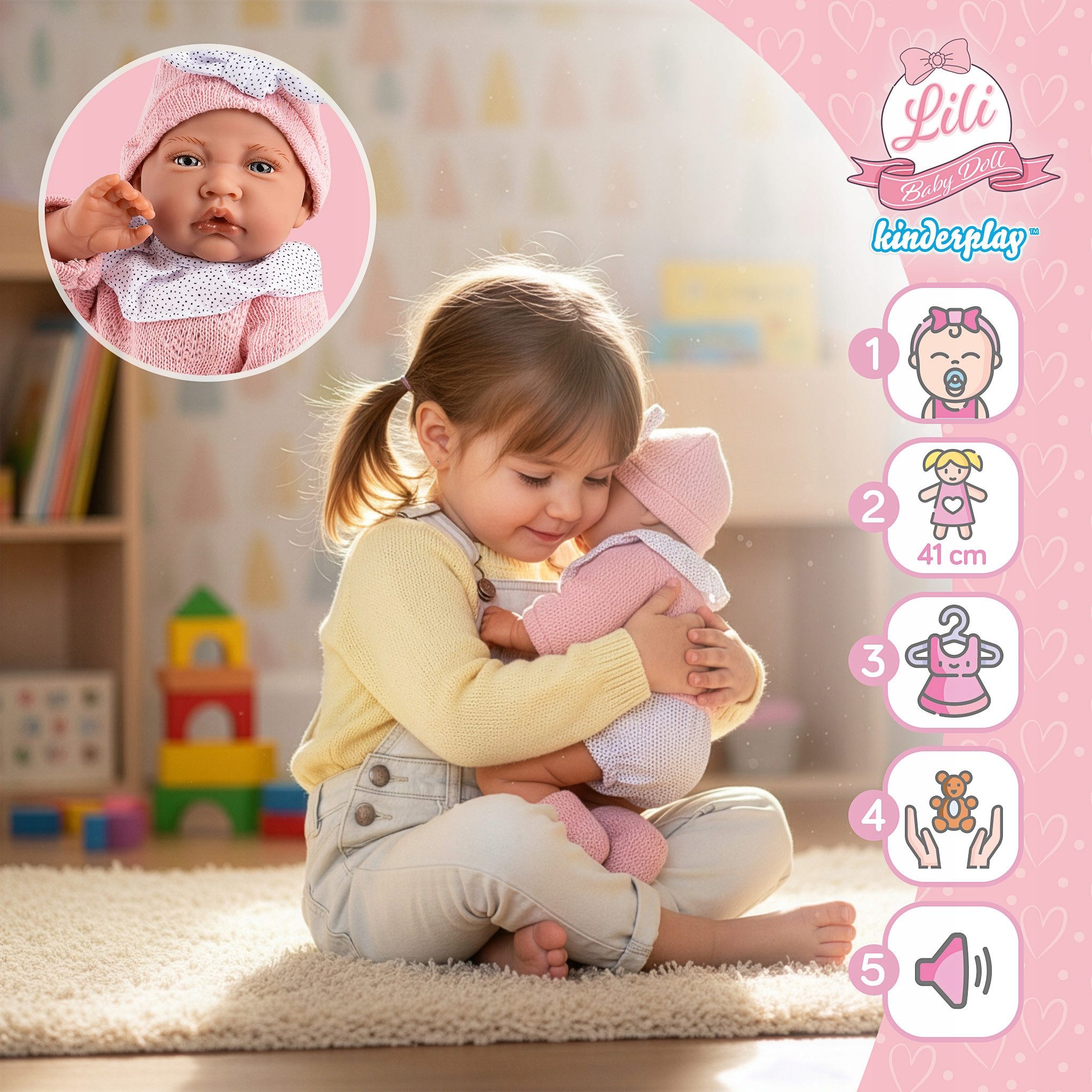 Kinderplay Dolls & Strollers Babypuppe Interaktive Babypuppe Lili 41 cm – r günstig online kaufen