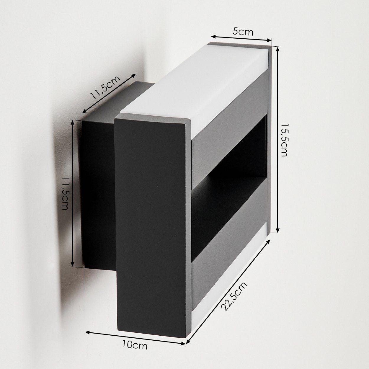 aus Kelvin, 3000 verstellbare LED Metall moderne Lichteffekt, IP44 in hofstein »Montebaranzone« Außenlampe Außen-Wandleuchte Anthrazit/Weiß, Lumen, mit 17, Wandlampe 1300