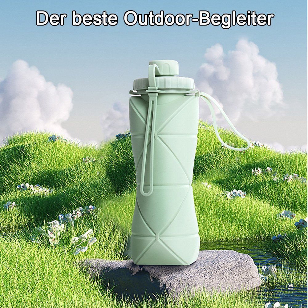 Wasserflaschen Grün Trinkflasche Sport NUODWELL Silikon-Wasserflaschen, BPA-Frei, Kollabierbare