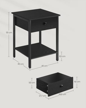 VASAGLE Nachttisch (1-St), Beistelltisch mit Schublade und Ablage, einfacher Aufbau