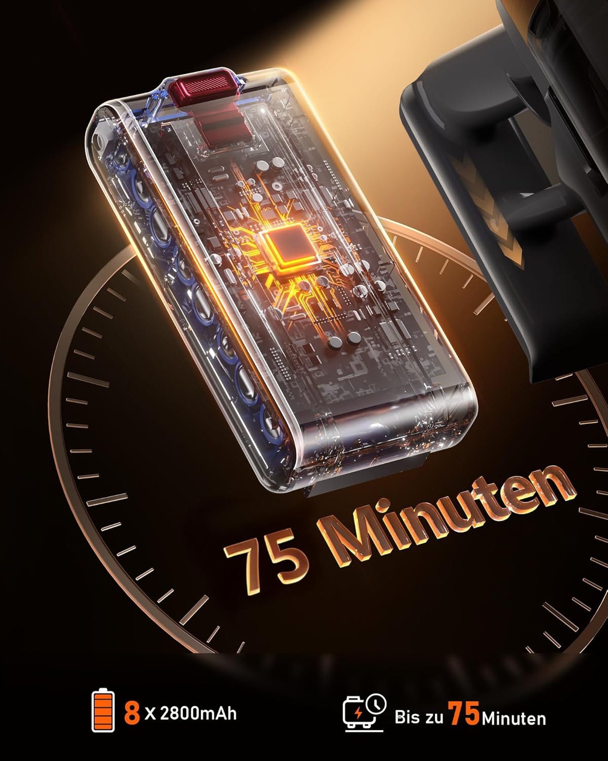 TVTAU Akku-Stielstaubsauger, 620 W, beutellos, 55kPa 75Min Akku Staubsauger, Akku Handstaubsauger,Bürstenloser