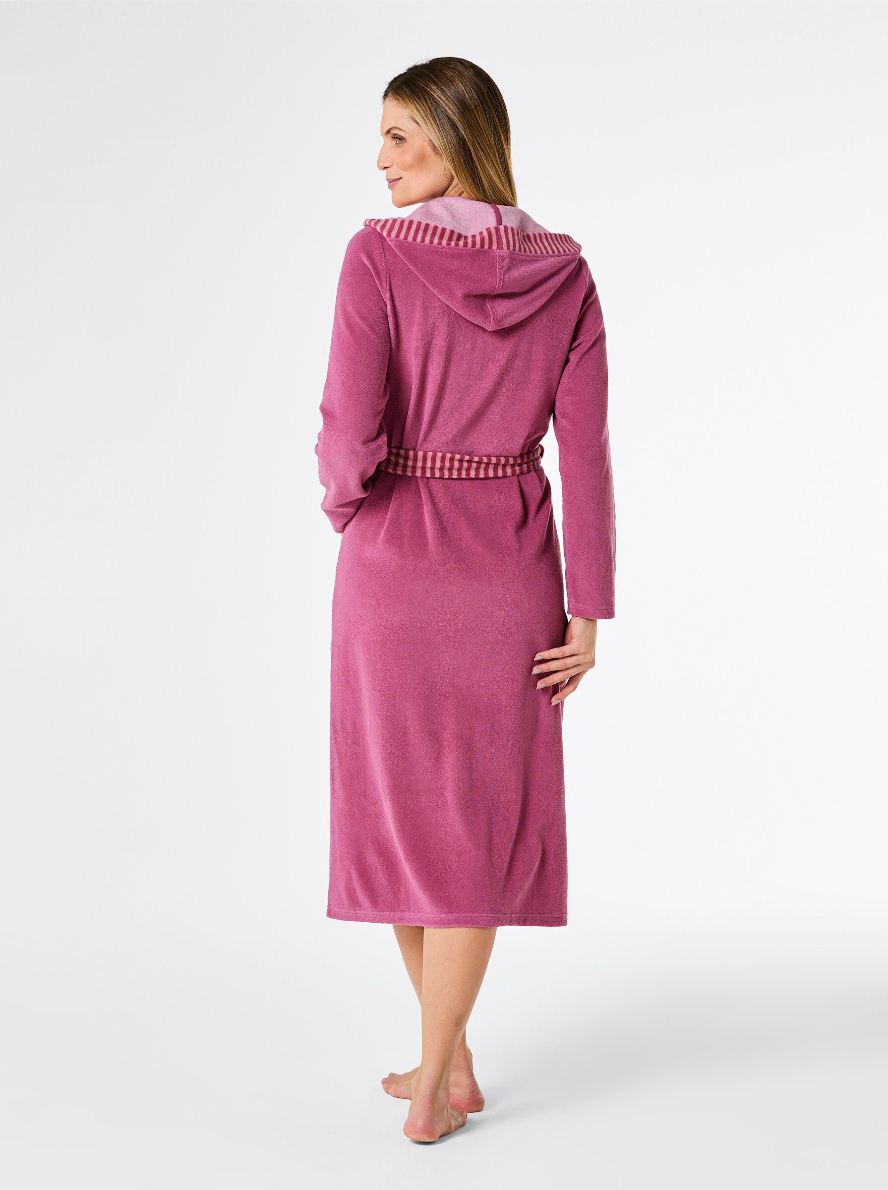 Witt Damenbademantel Bademantel Langarm, Länge ca. 115 cm, Baumwolle, Bindeband