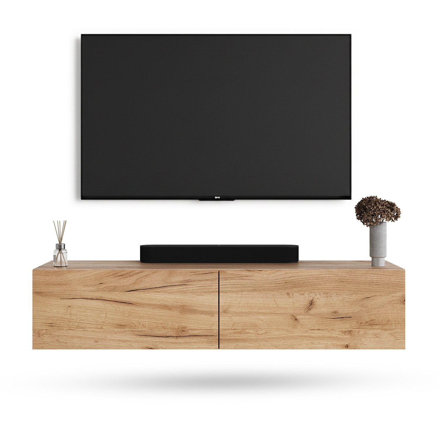 Planetmöbel TV-Board WEST (TV Lowboard, Fernsehschrank hängend oder stehend), Fernsehtisch 1x 140cm breit