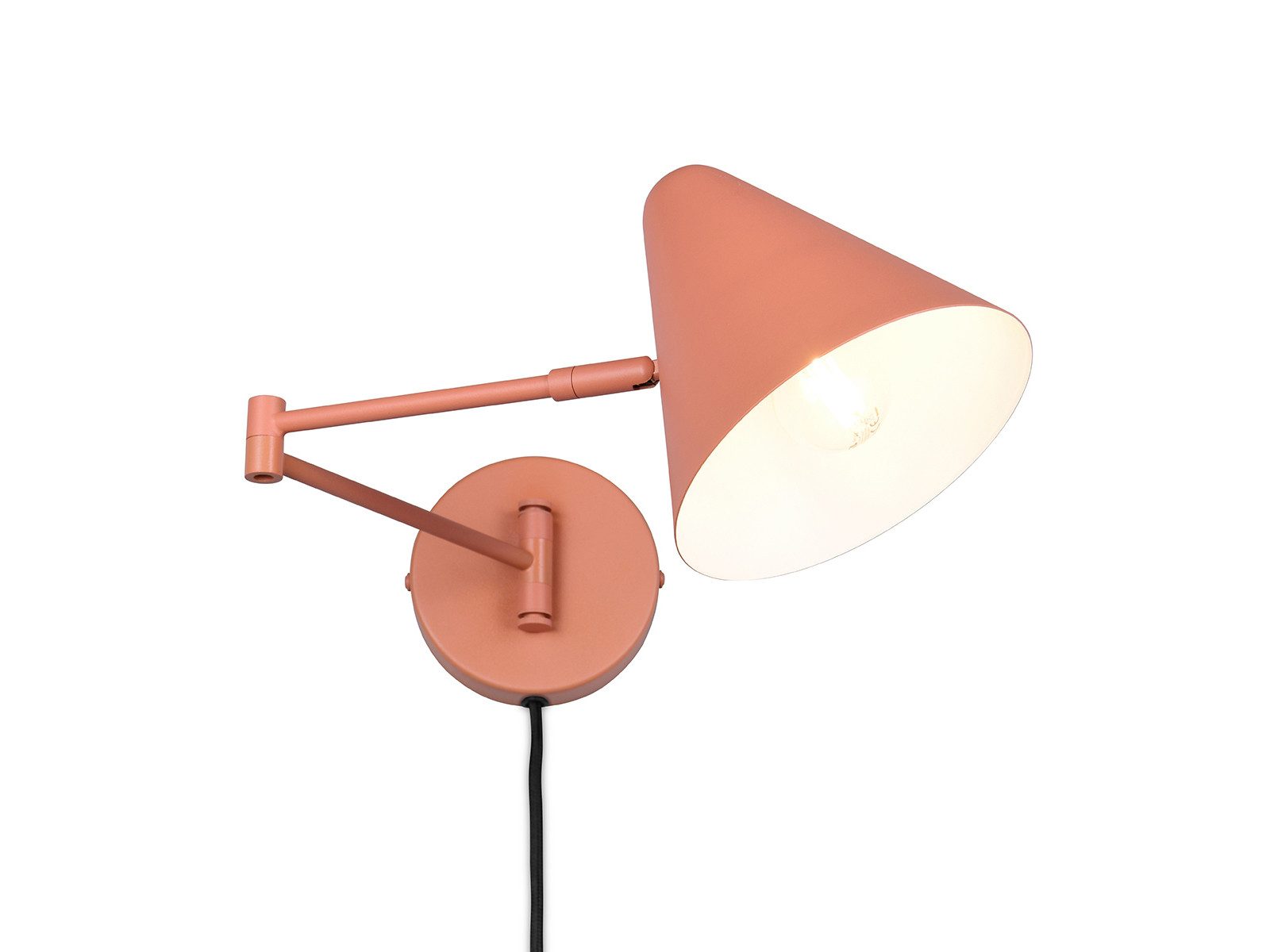 TRIO Leuchten LED Wandleuchte mit Schalter, Stecker & Kabel, Höhe 16cm, dimmbar, LED wechselbar, Warmweiß, Schwenkarm Ausladung max. 54cm, Wandlampe, Leselampe inkl. E14 LED