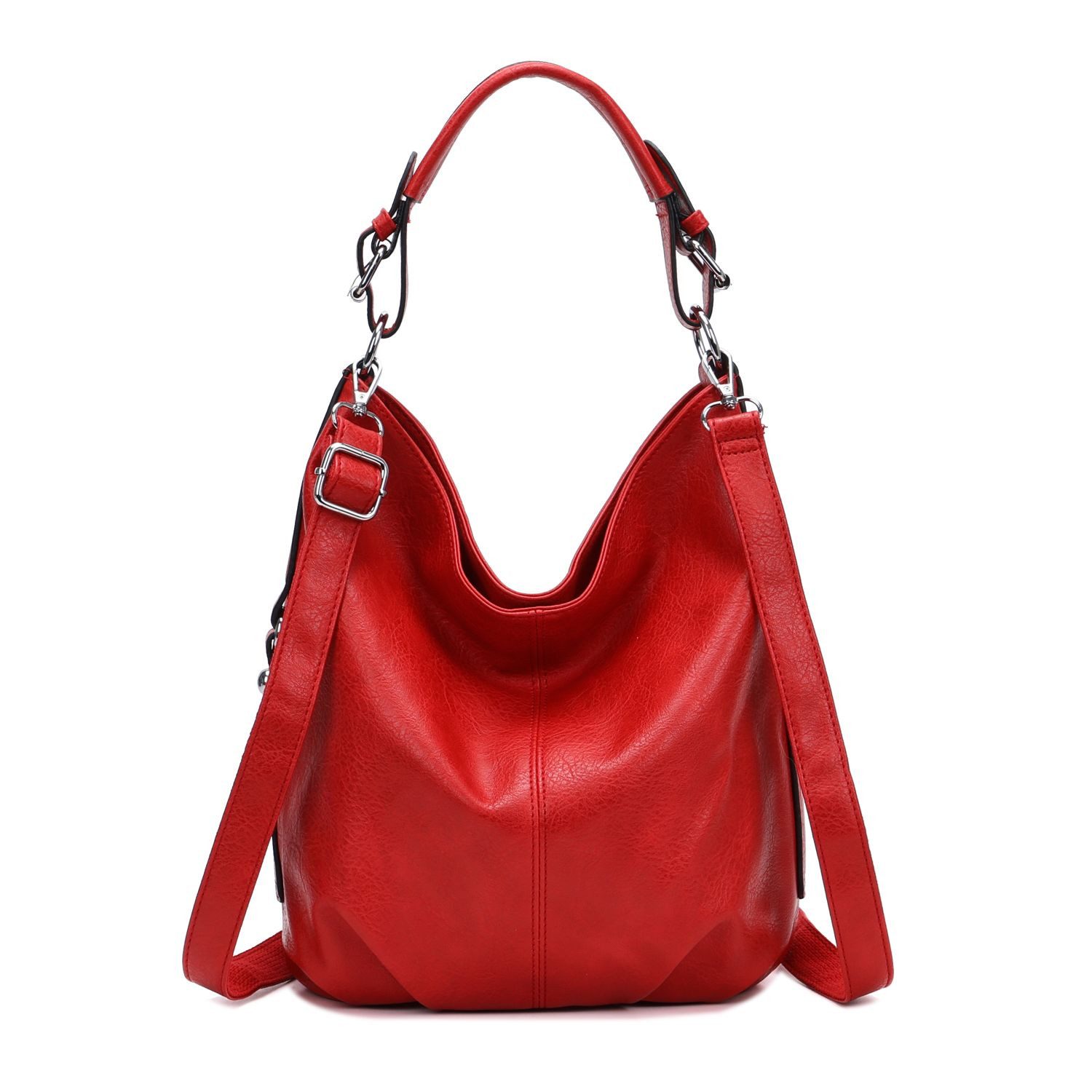 ITALYSHOP24 Schultertasche DAMEN SHOPPER Hobo Bag Umhängetasche Handtasche City Bag Cross-Over (Spar-Set: Henkel Tasche mit Schultergurt, Workbag Leder Optik, 2-tlg., mit Henkel und Schultergurt), Damentasche Freizeit Abend Leder Optik Henkeltasche Reise Crossbody
