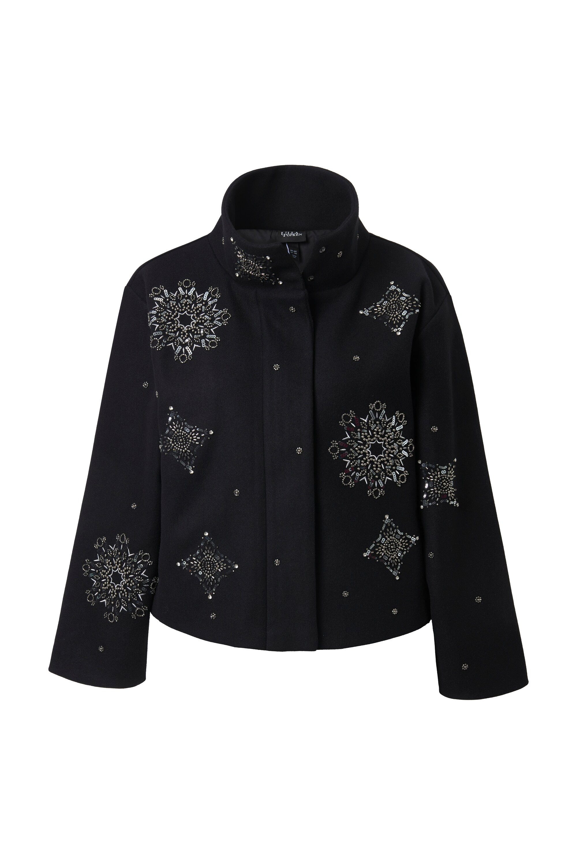 Ulla Popken Sommerjacke Jacke Stickerei kurz Stehkragen Langarm günstig online kaufen