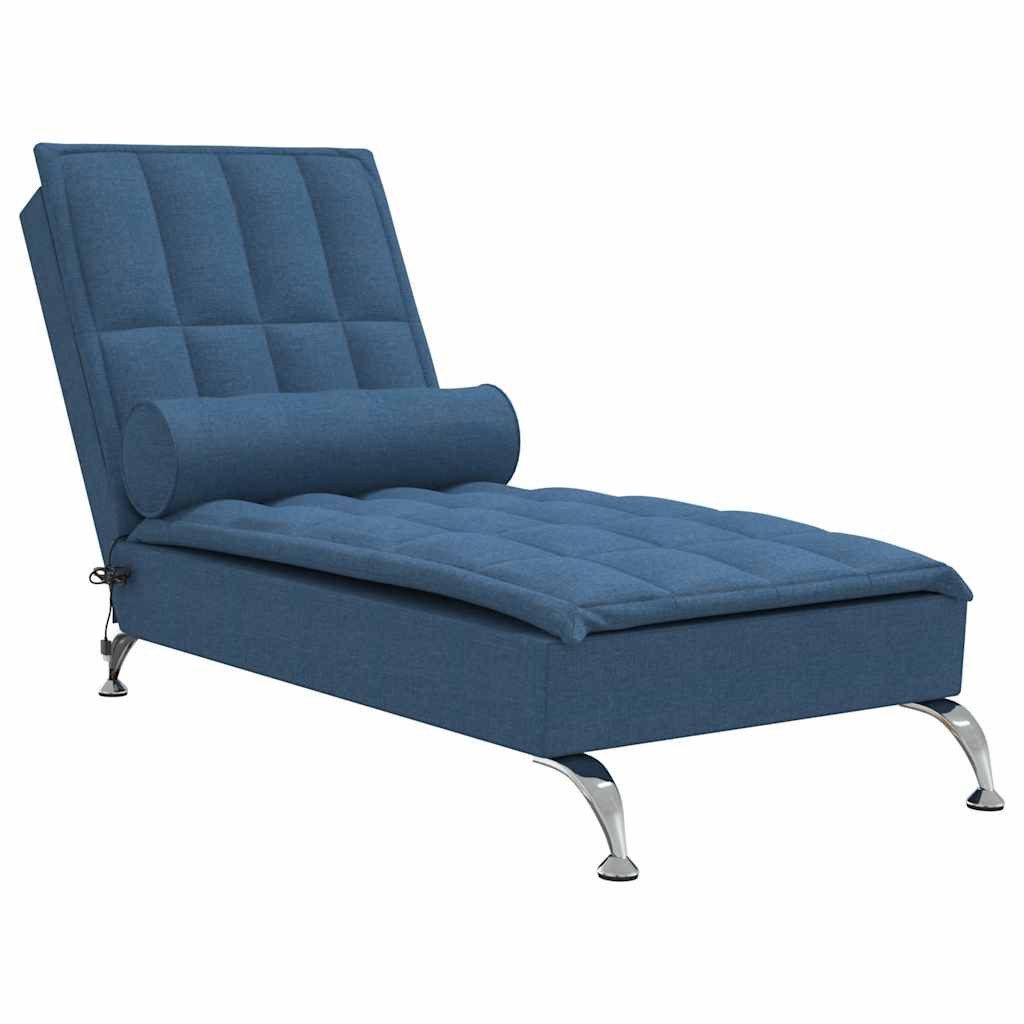vidaXL Chaiselongue Massage-Chaiselongue mit Nackenrolle Blau Stoff, 1 Teile