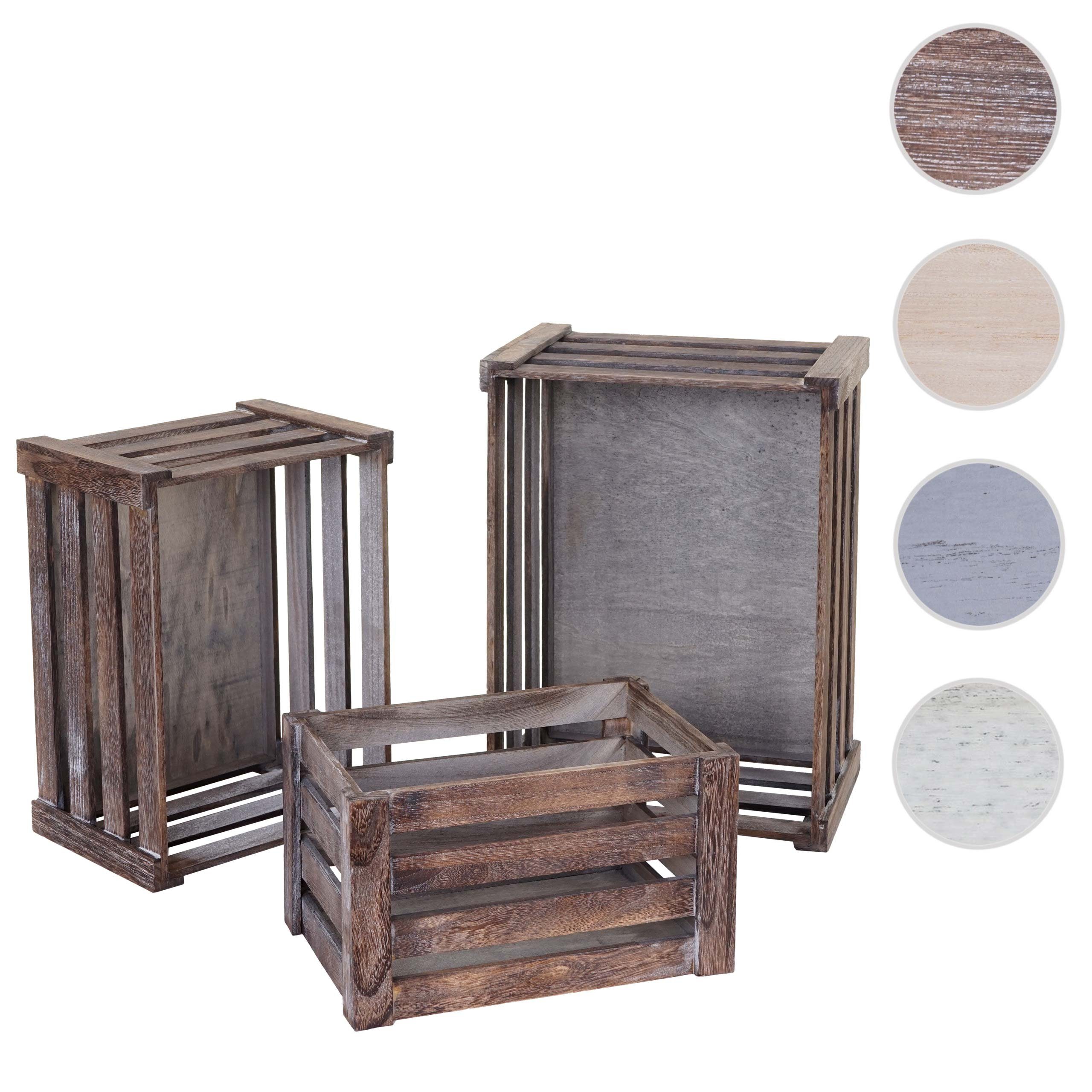 MCW Holzkiste MCW-C56 (Set, 3 St., 3er-Set), Drei verschiedene Größen, Ineinander stapelbar Dekorativ und praktisch