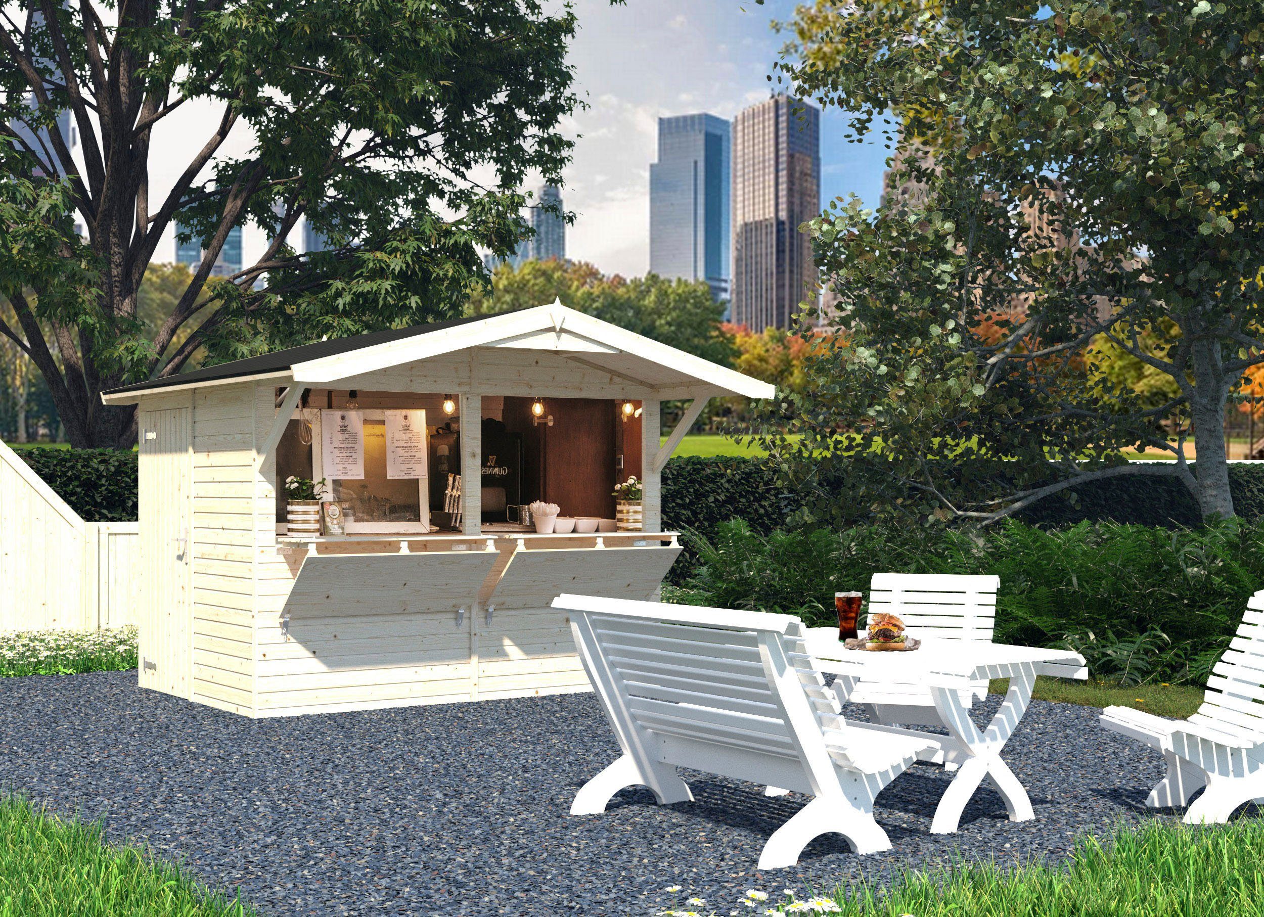 Palmako Gerätehaus Marktstand Stella, BxT: 311x267 cm, transparent
