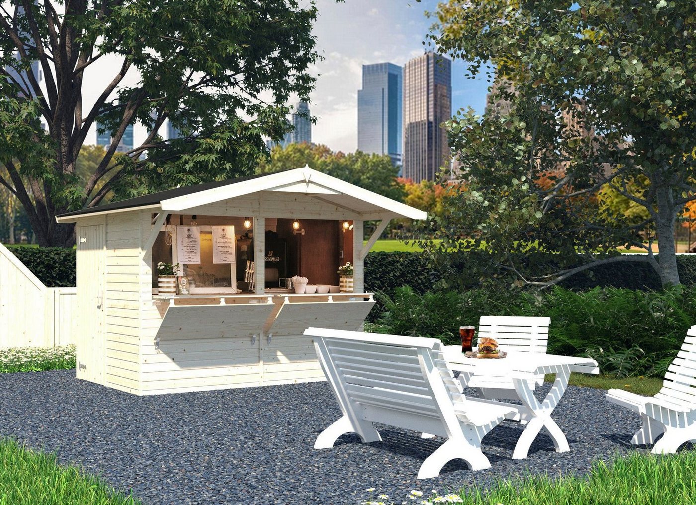 Thumbnail - Palmako Gerätehaus Marktstand Stella, BxT: 311x267 cm, transparent