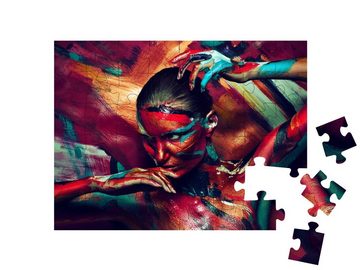 puzzleYOU Puzzle Junges Mädchen mit Farben, 48 Puzzleteile, puzzleYOU-Kollektionen Kunst & Fantasy
