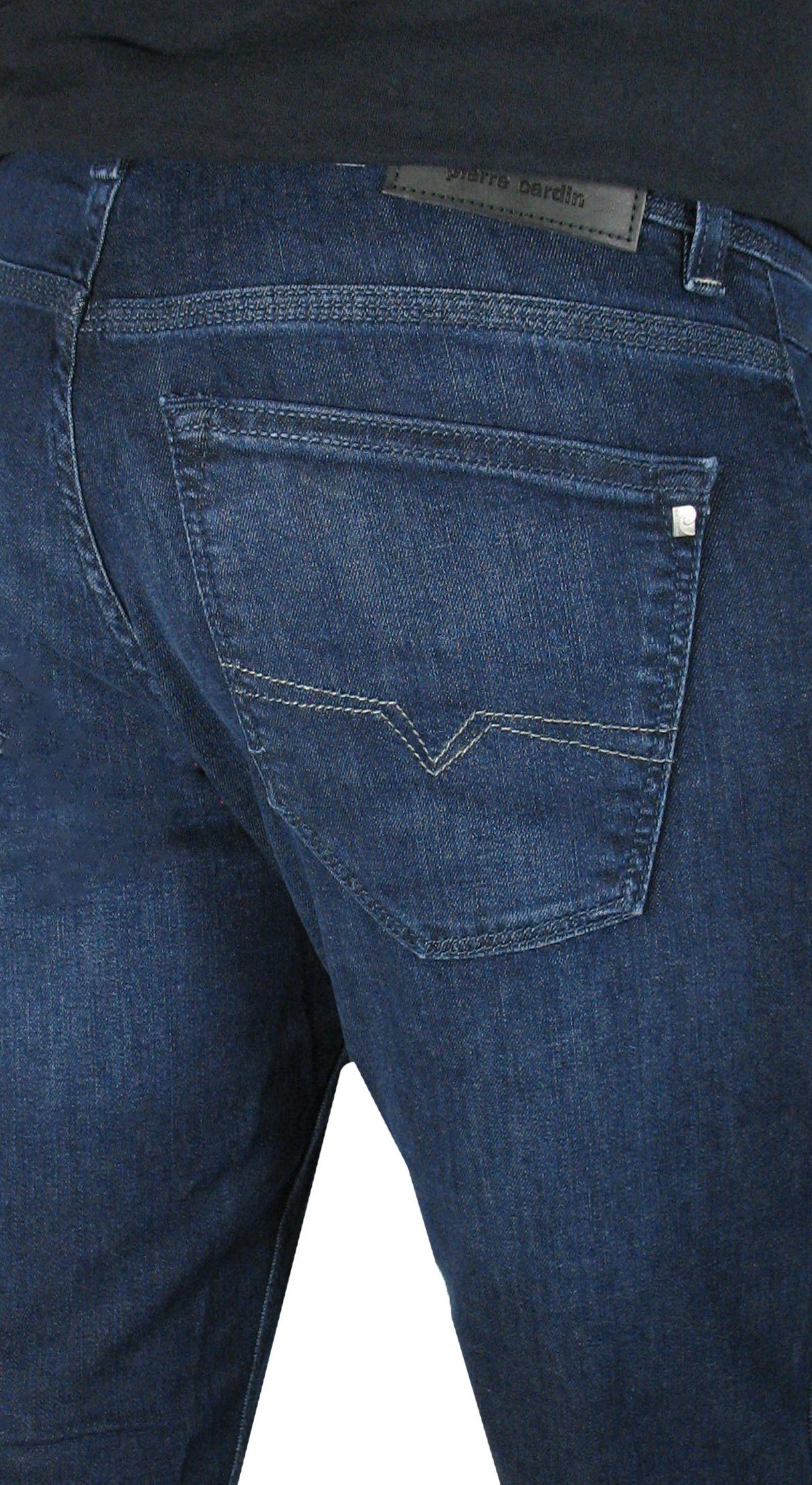 Tapered Whisker Pierre 5-Pocket-Jeans Lyon Used elastisch Blue Denim, Cardin Dark und Futureflex bequem