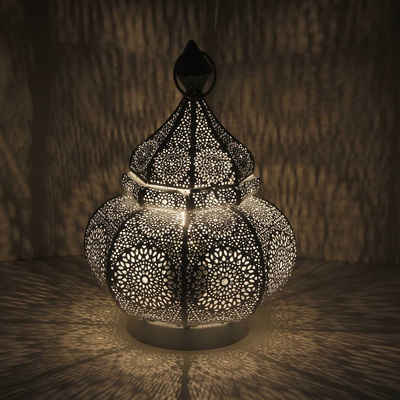 Casa Moro Nachttischlampe Orientalische Tischlampe Fahid in weiß Gold, Lampe Weihnachtsdeko, ohne Leuchtmittel, Schöne Weihnachtsbeleuchtung Dekoration