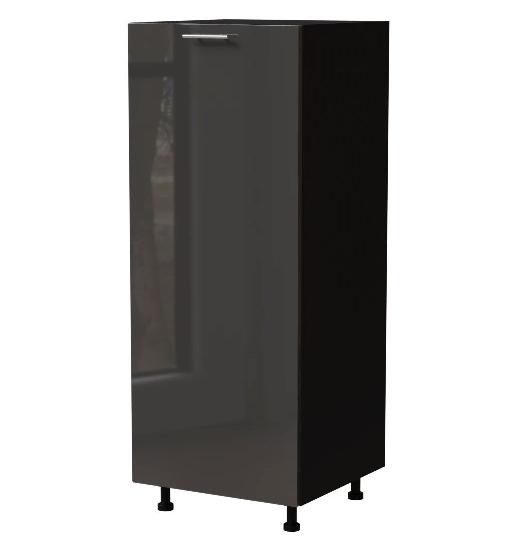 Feldmann-Wohnen Unterschrank Essen (D5D/60/154, 1 Tür, innen 3 Fächer, 1-St., moderne Optik, Acrylfronten mit Glaseffekt) 60x59x154cm schwarz - graphit Hochglanz (ES-D5D/60/154)