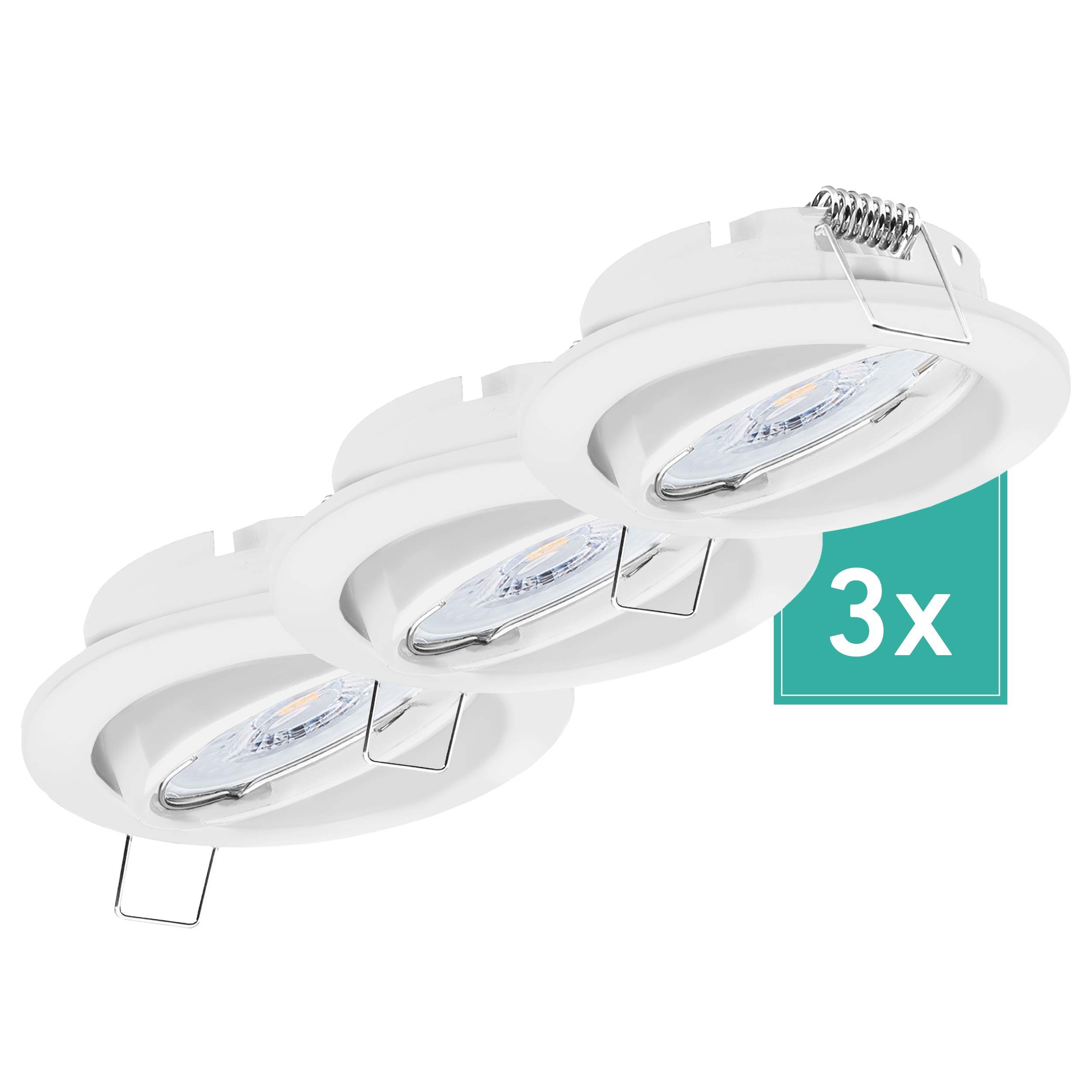 Oktaplex lighting LED Einbaustrahler Dijon Deckenstrahler weiß, schwenkbar, inklusive Leuchtmittel, warmweiß, 3000K 380lm 4,8W Einbauspot 230V