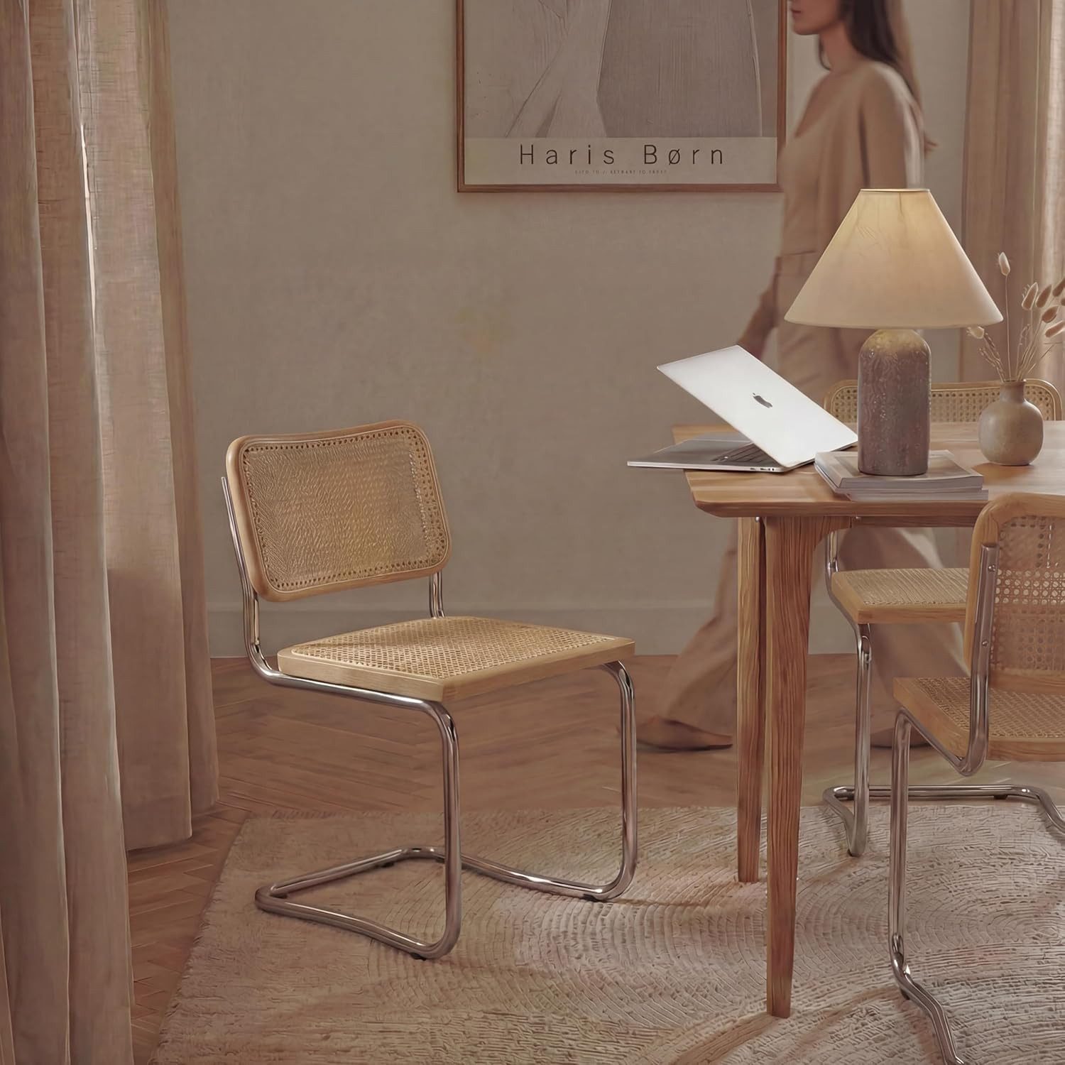 Haris Børn Freischwinger SKØR Design Freischwinger Wiener Geflecht - Handgefertigt in Italien (Set), Hochwertige Rattan Stühle - Freischwinger Stühle in Rattan Stuhl Optik