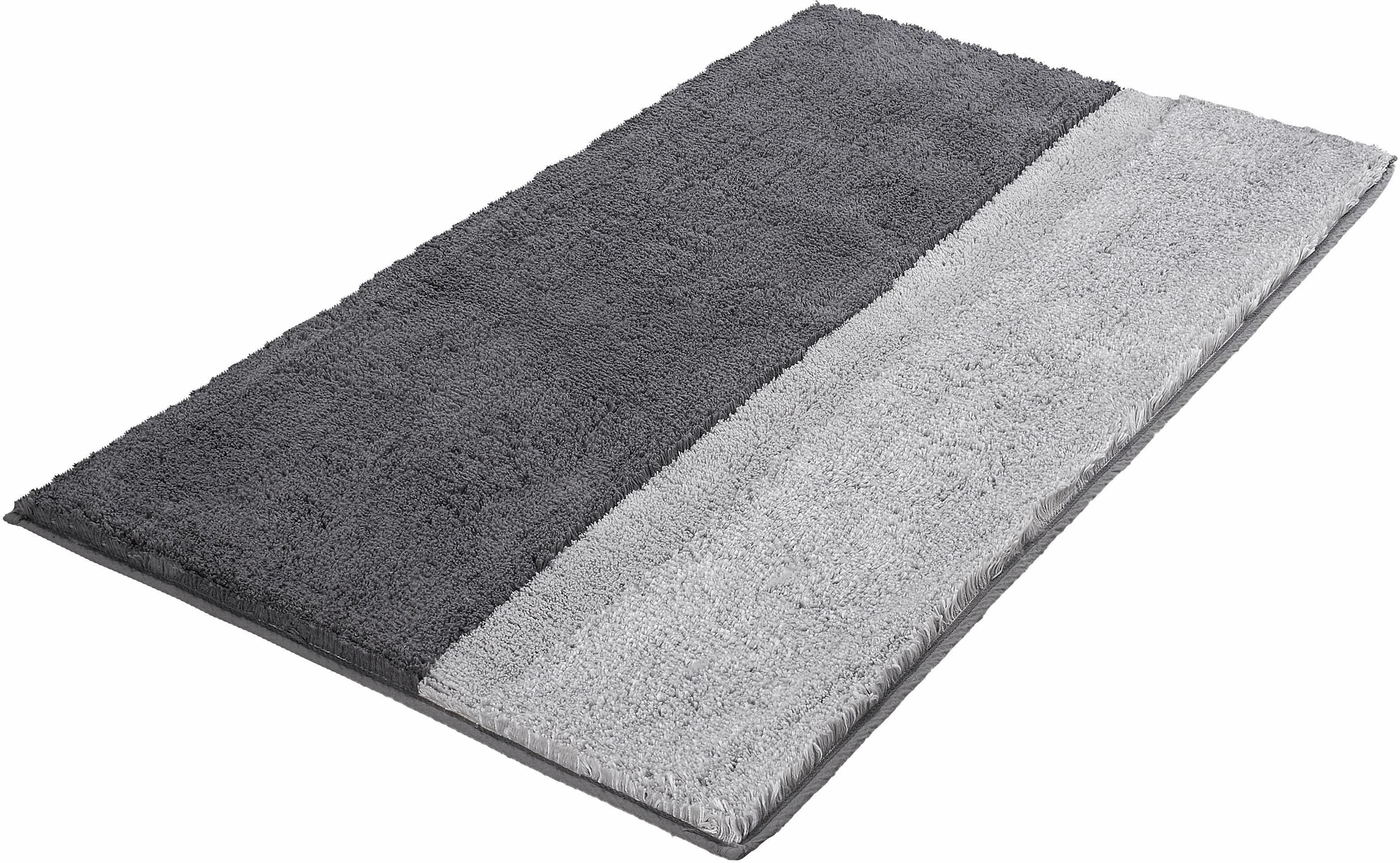 Kleine Wolke Badematte Life, Badvorleger, Badezimmer Teppich, Höhe 20 mm, rutschhemmend beschichtet, fußbodenheizungsgeeignet, Baumwolle, rechteckig, Badteppich, Streifen, Hoch-Tief Effekt